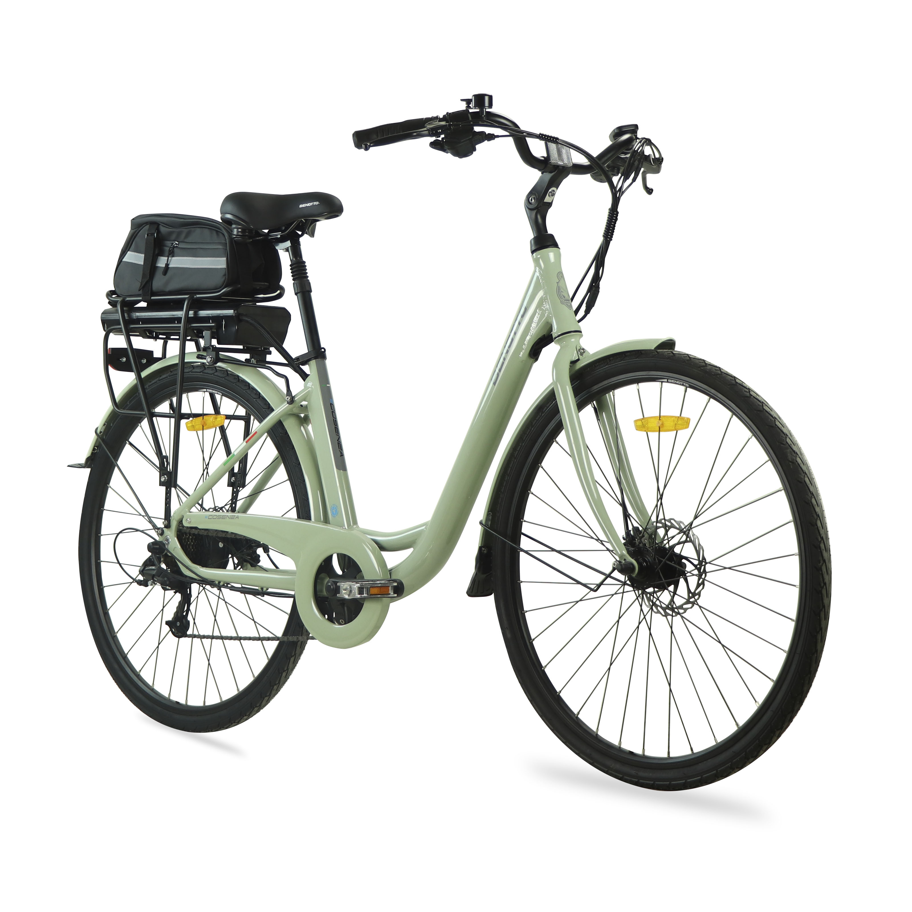 Foto 3 pulgar | Bicicleta Benotto City E@cosenza R700 7v. Unisex Electrica Frenos Doble Disco Mecanico Aluminio Gris Claro