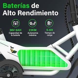 Foto 3 | Bicicleta Eléctrica Plegable Honey Whale S4 Blanco 25 km/h 23 km