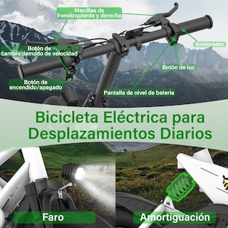 Foto 4 | Bicicleta Eléctrica Plegable Honey Whale S4 Blanco 25 km/h 23 km