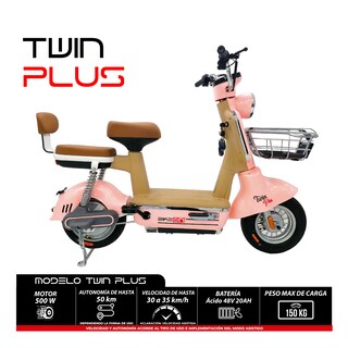 Foto 2 | Bicimoto Eléctrica Twin Plus Color Rosa, Bikeon