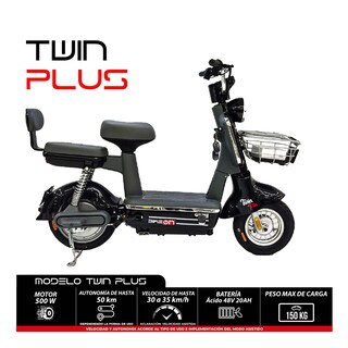 Foto 2 | Bicimoto Eléctrica Twin Plus Color Negra, Bikeon