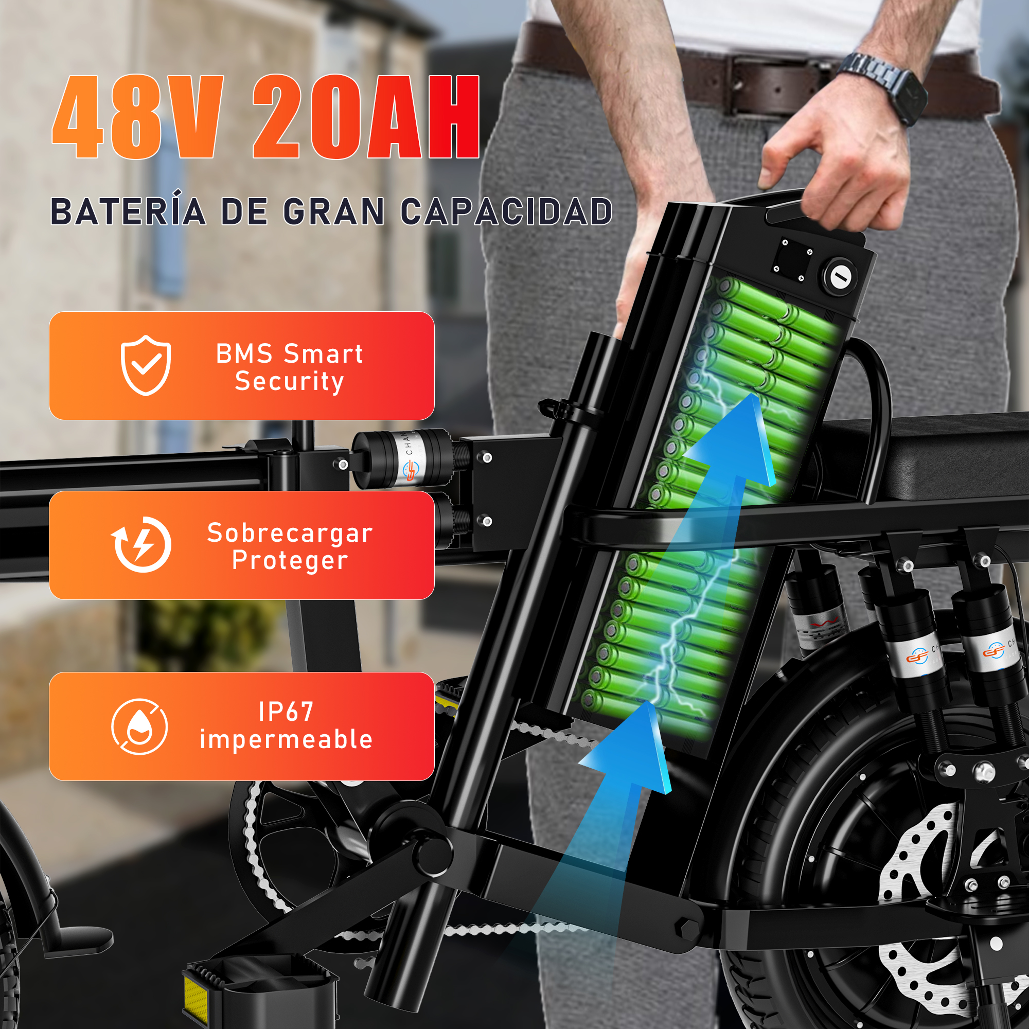 Foto 5 pulgar | Bicicleta Electrica Plegable 45km/h S1