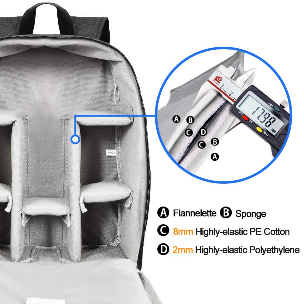 Foto 4 pulgar | Mochila Para Cámara Caden D6 Professional Impermeable Negra - Venta Internacional.