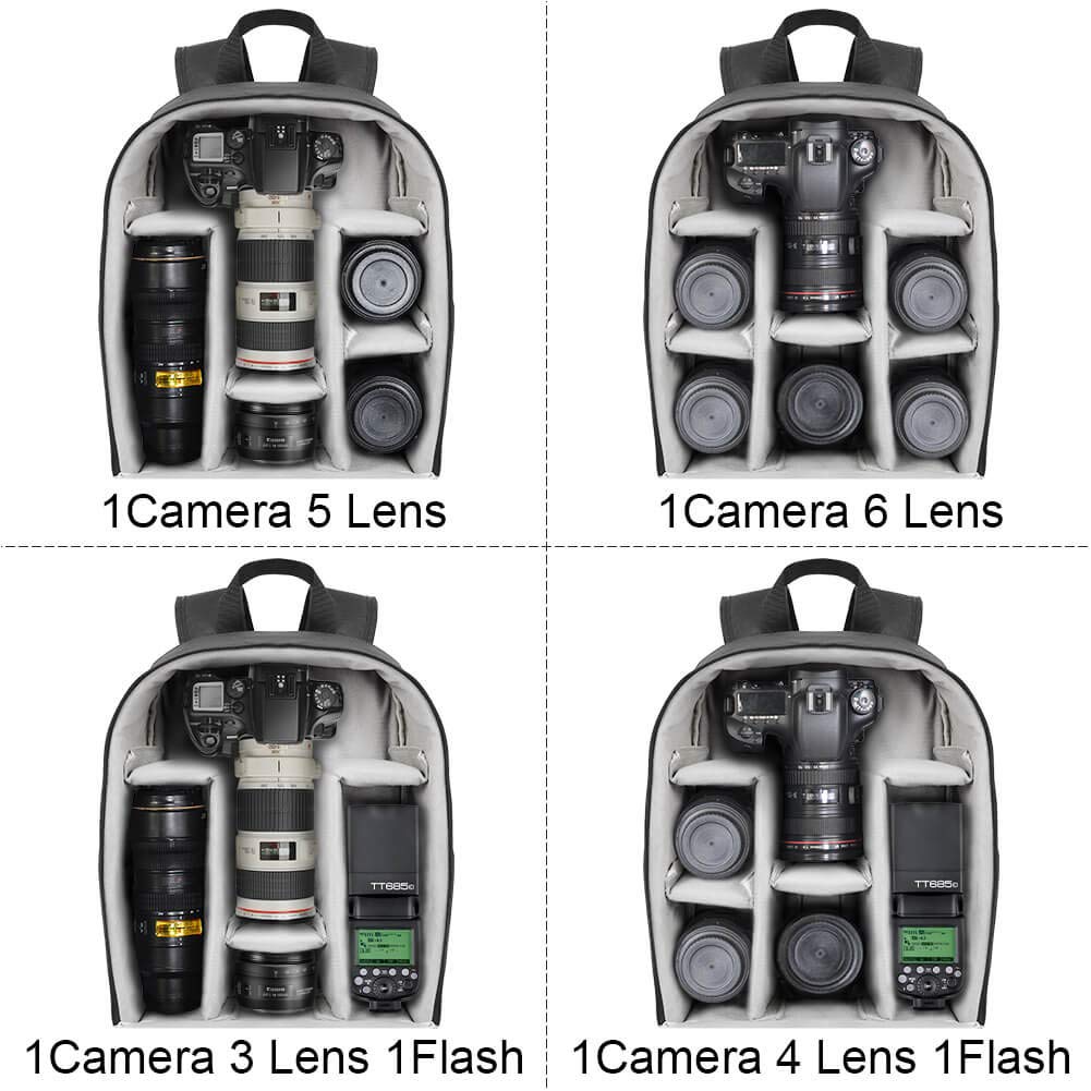 Foto 5 pulgar | Mochila Para Cámara Caden D6 Professional Impermeable Negra - Venta Internacional.