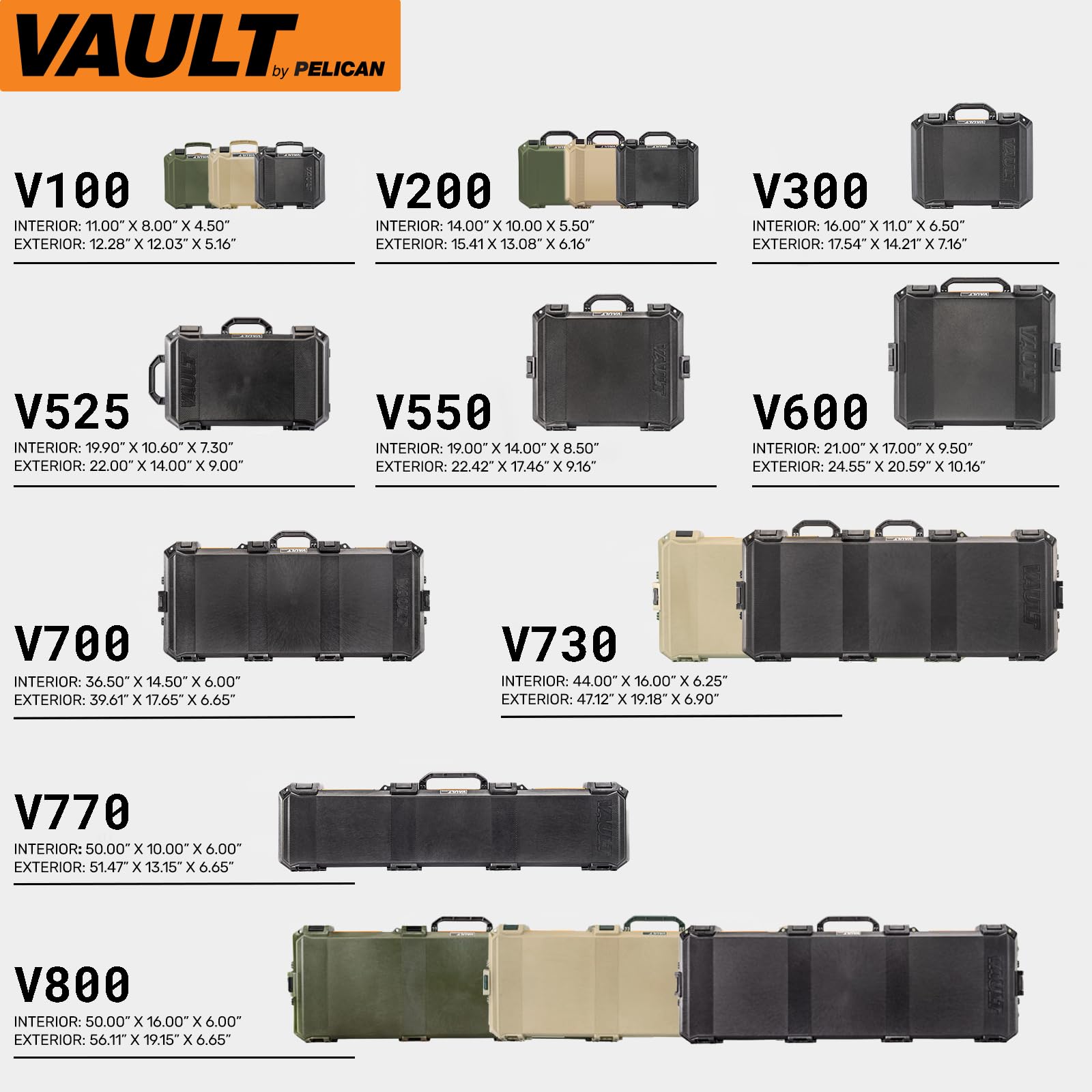 Foto 5 | Funda Rígida Para Pelican Vault V800, Multiusos, Ancha, Con Espuma Bronceada - Venta Internacional.