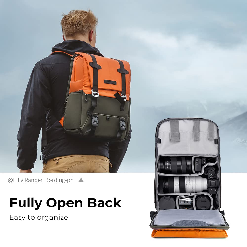 Foto 6 pulgar | Mochila Para Cámara K&f Concept De Gran Capacidad, 20 L, Naranja - Venta Internacional.