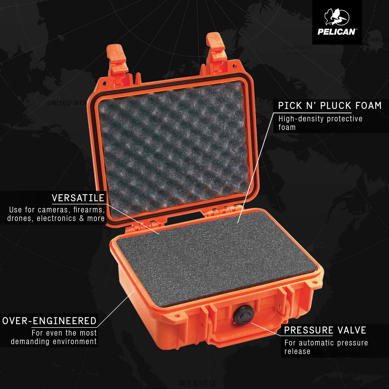 Foto 4 pulgar | Funda Para Cámara Pelican 1200 Con Espuma Naranja Impermeable - Venta Internacional.