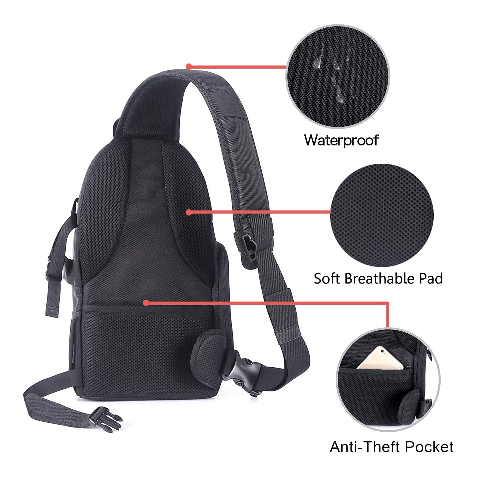 Foto 5 pulgar | Funda Bandolera Mosiso Para Cámaras Réflex Digitales, Réflex O Sin Espejo, Color Negro - Venta Internacional.