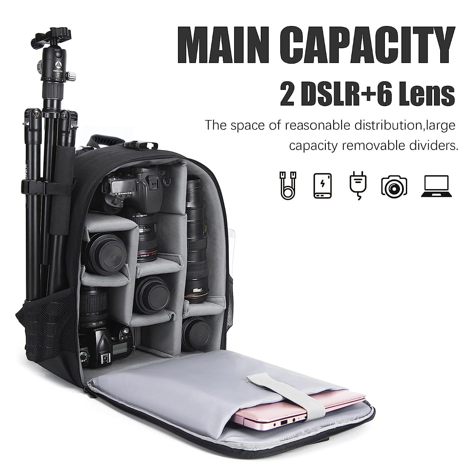Foto 3 pulgar | Mochila Para Cámara Caden Professional Para Cámaras Réflex Digitales O Réflex Sin Espejo - Venta Internacional.