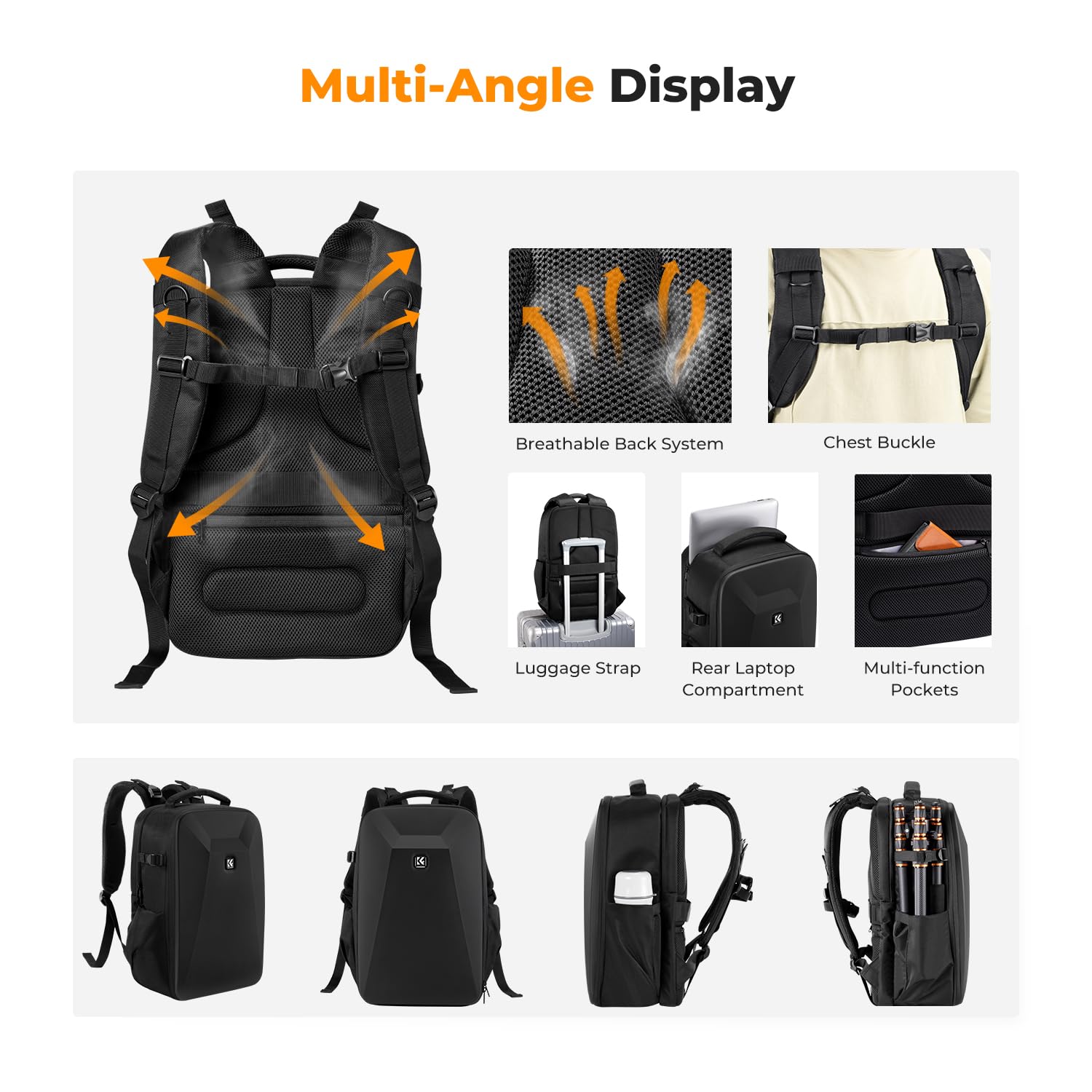 Foto 5 pulgar | Mochila Para Cámara K&f Concept Hardshell, Impermeable, 22 L - Venta Internacional.
