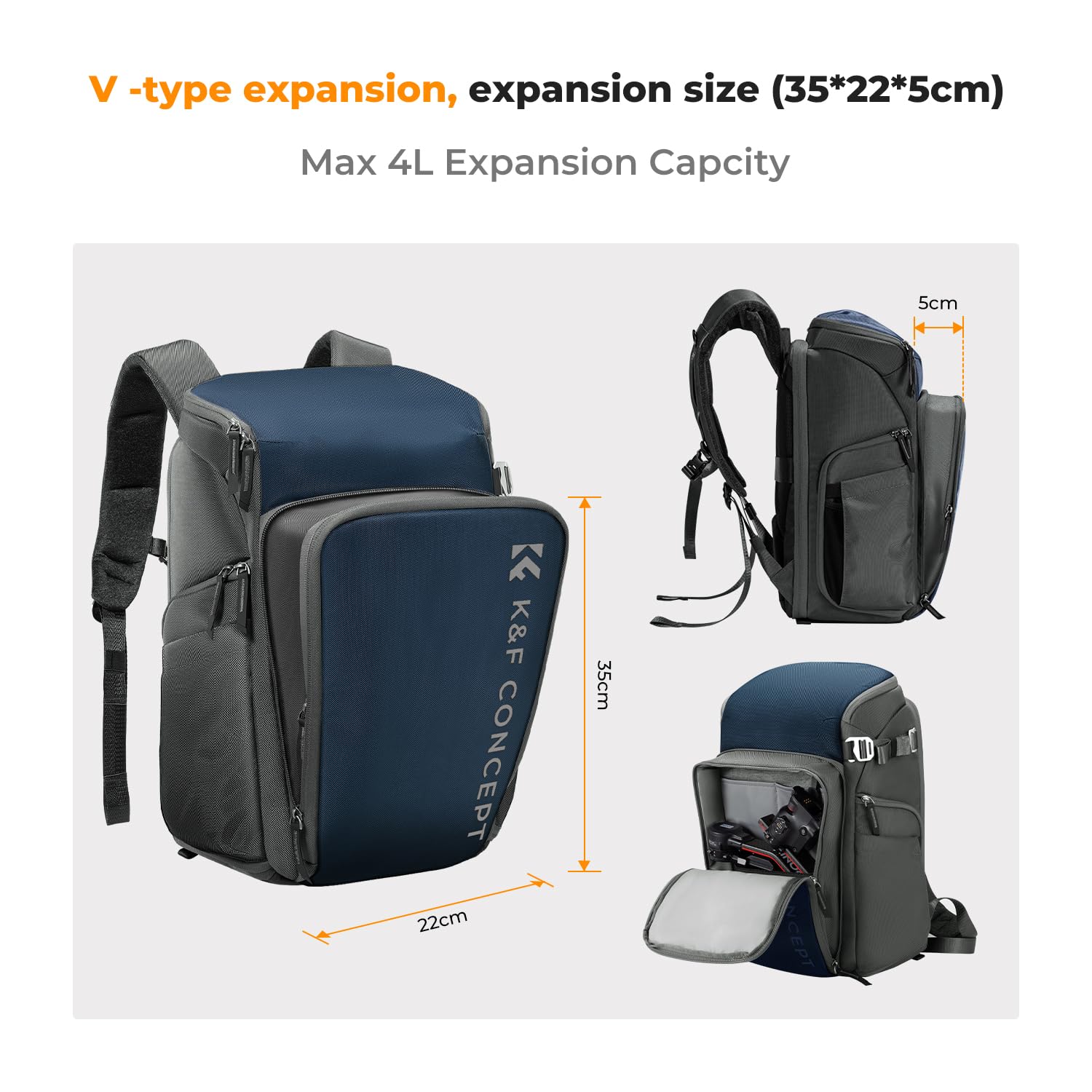 Foto 6 pulgar | Mochila para Cámara K&f Concept Impermeable De 25 Litros Con Funda Para Lluvia - Venta Internacional