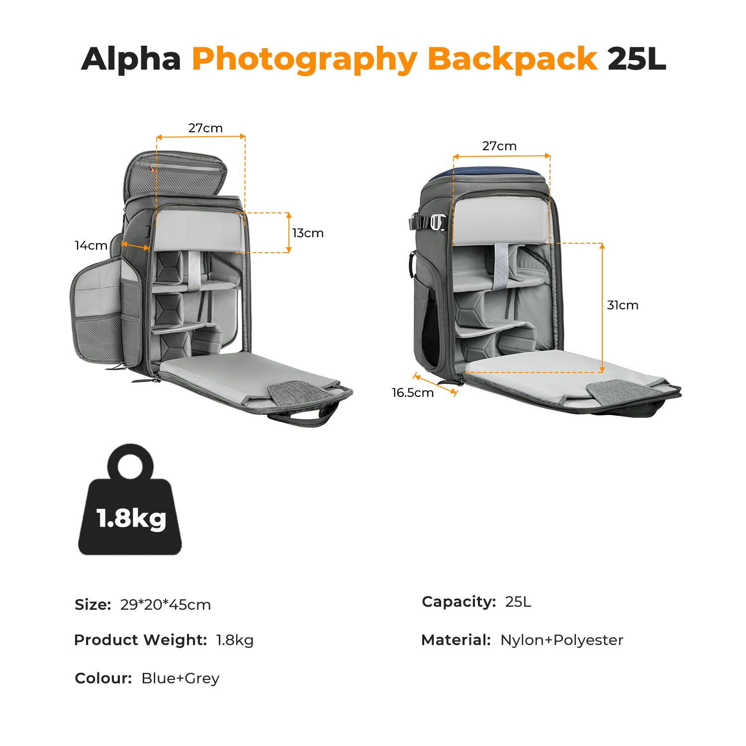 Foto 8 pulgar | Mochila para Cámara K&f Concept Impermeable De 25 Litros Con Funda Para Lluvia - Venta Internacional