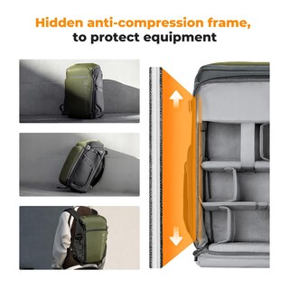 Foto 4 | Mochila para Cámara K&f Concept Impermeable De 25 Litros Con Protector De Lluvia De 15.6 Pulgadas - Venta Internacional
