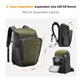 Foto 5 | Mochila para Cámara K&f Concept Impermeable De 25 Litros Con Protector De Lluvia De 15.6 Pulgadas - Venta Internacional