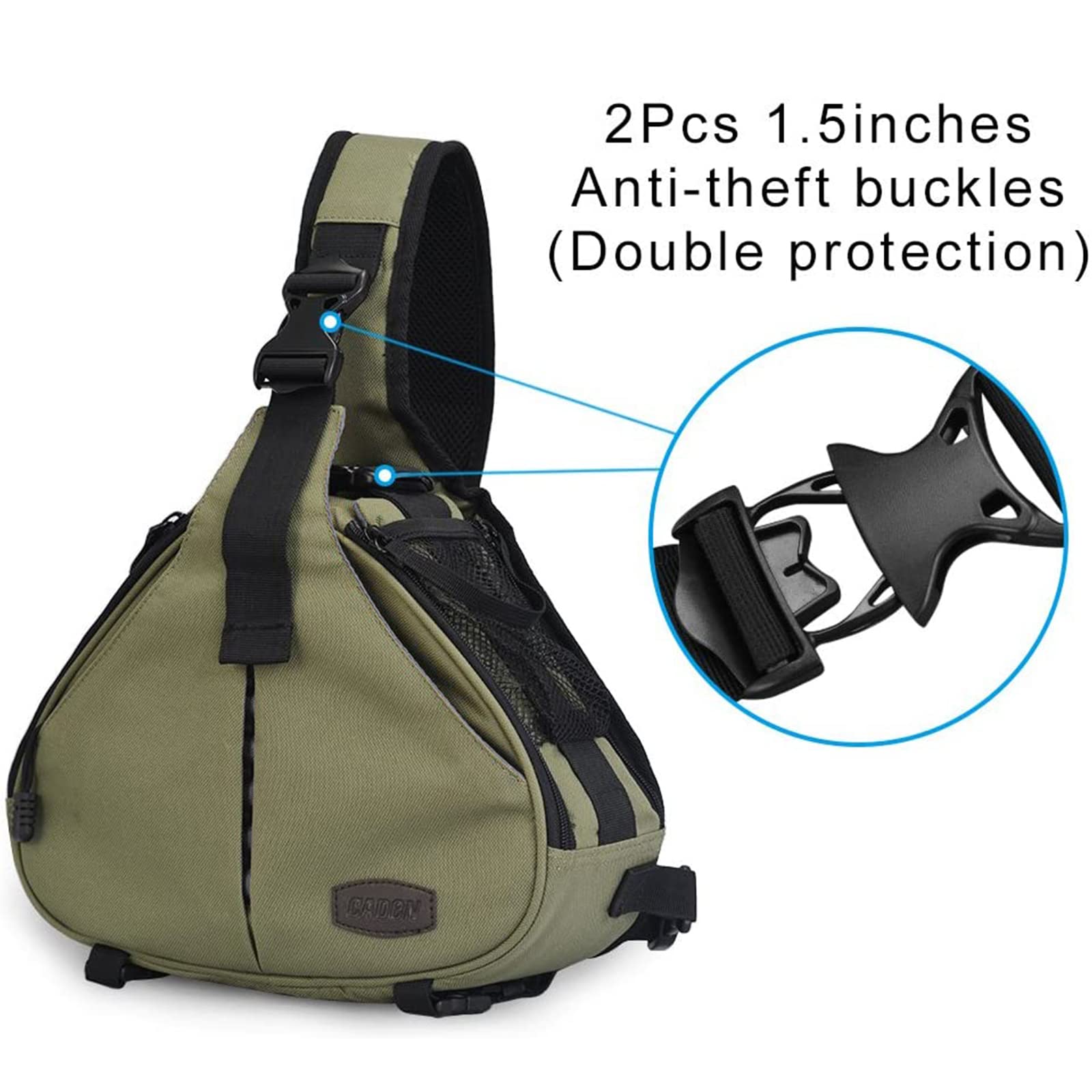 Foto 7 pulgar | Mochila Bandolera Caden, Impermeable, Verde Para Cámara Réflex Digital - Venta Internacional.