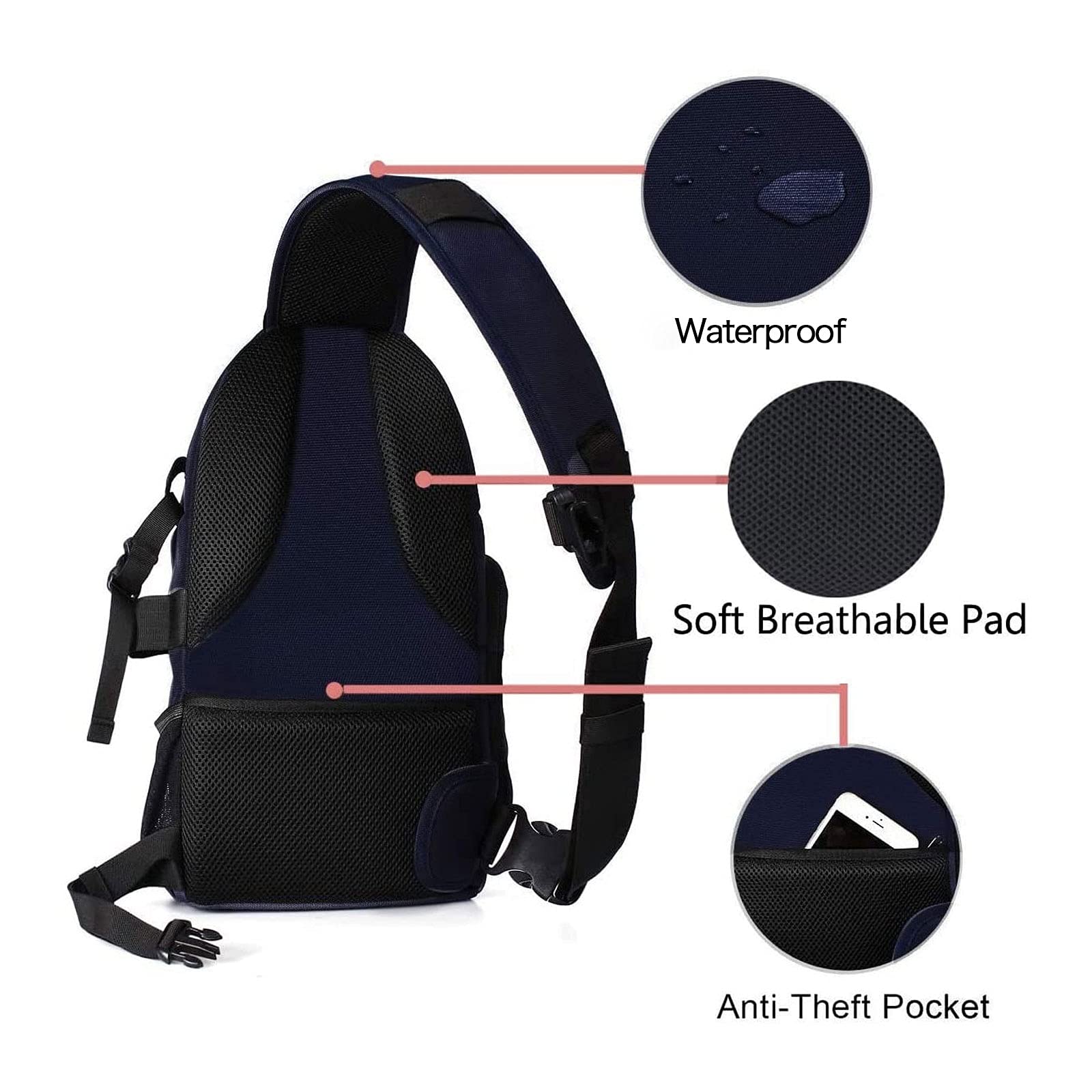 Foto 4 | Funda Bandolera Mosiso Para Cámara Réflex Digital, Réflex Digital Y Sin Espejo, Color Azul Marino - Venta Internacion