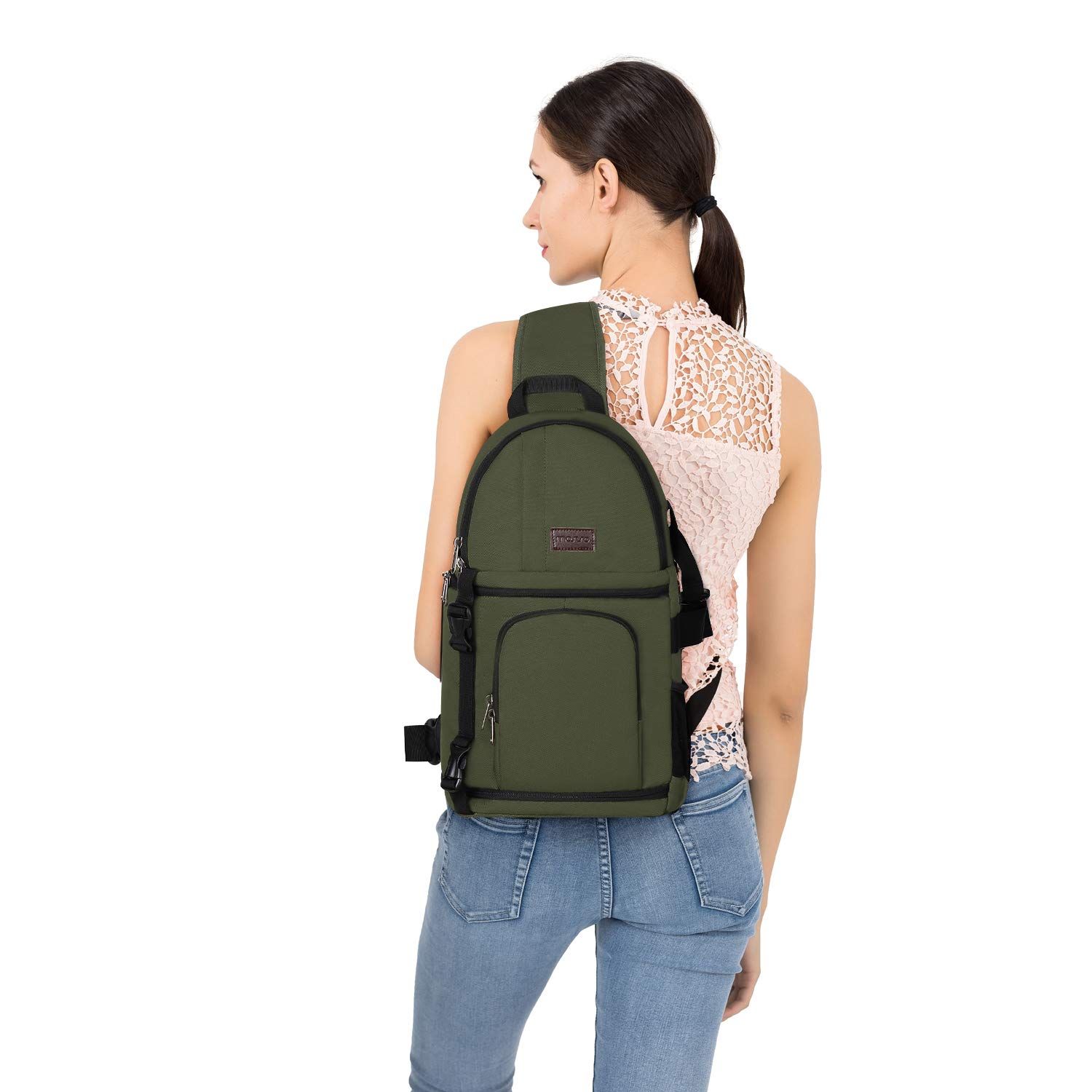 Foto 7 pulgar | Bolso Bandolera Mosiso Para Cámara Réflex Digital, Réflex Digital Sin Espejo, Color Verde Militar - Venta Internacion