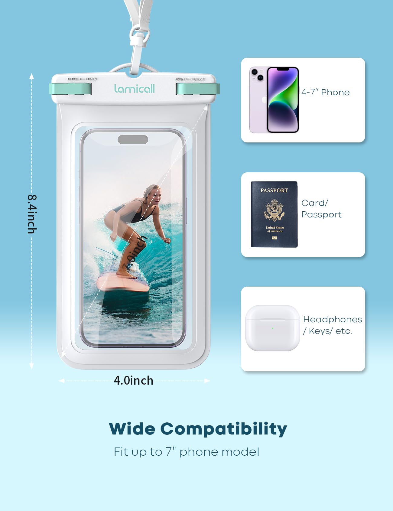 Foto 7 pulgar | Funda Para Teléfono Lamicall, Paquete De 2, Verde Y Blanca, Impermeable, Ipx8 - Venta Internacional.