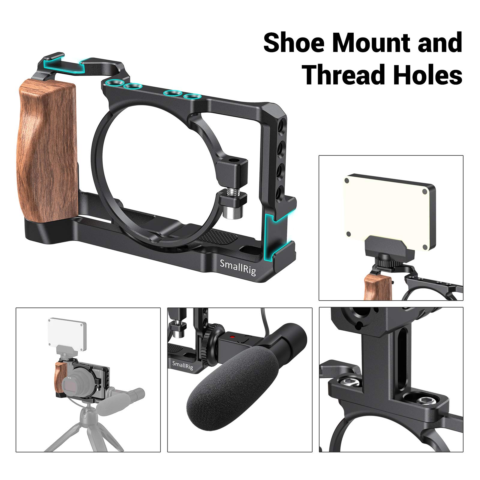 Foto 6 pulgar | Soporte De Cámara Smallrig Para Sony Rx100 Vi/vii Con Mango De Madera - Venta Internacional.