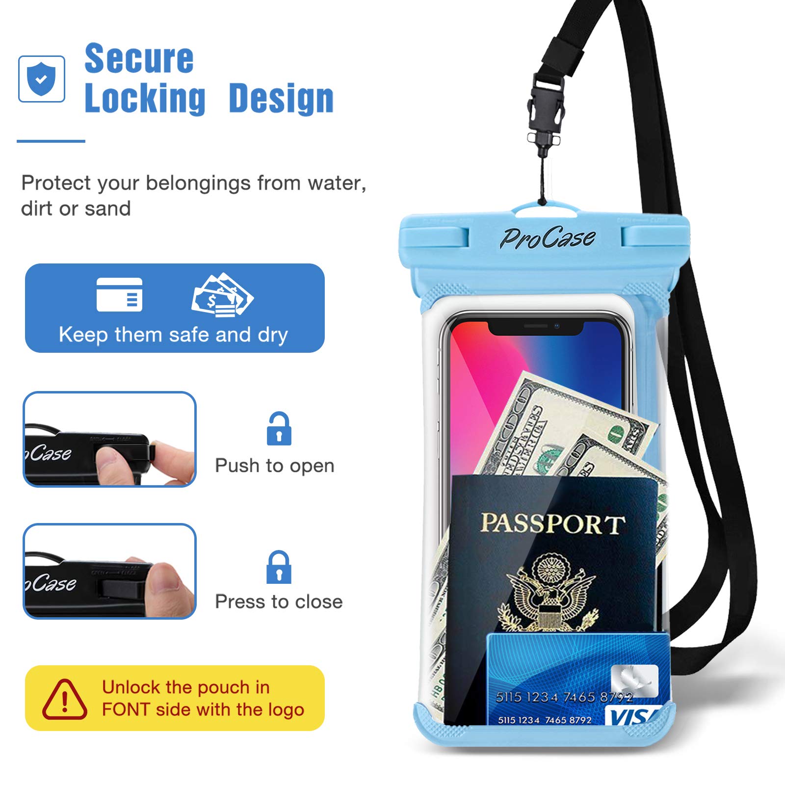 Foto 6 pulgar | Funda Impermeable Para Teléfono Procase, Paquete De 2 Para Iphone Y Galaxy - Venta Internacional.