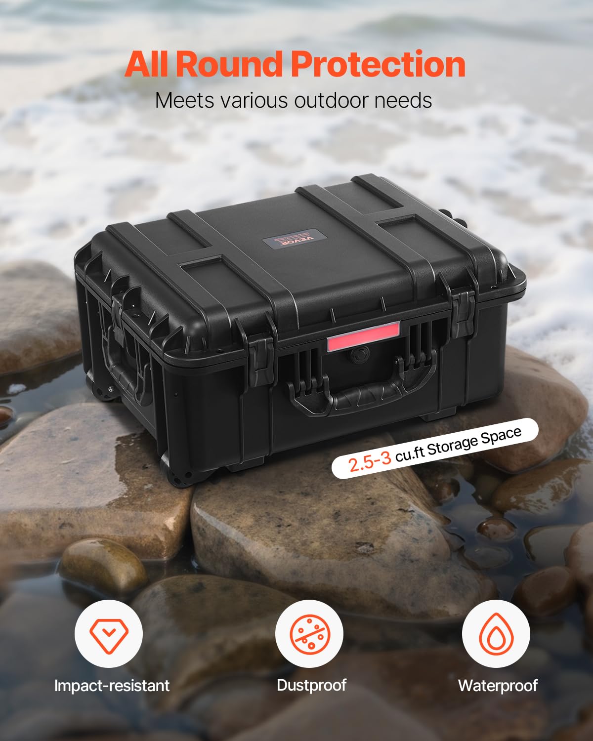 Foto 2 | Funda Rígida Resistente A La Intemperie Vevor Con Ruedas Y Asas (57 X 45 X 28 Cm) - Venta Internacional.
