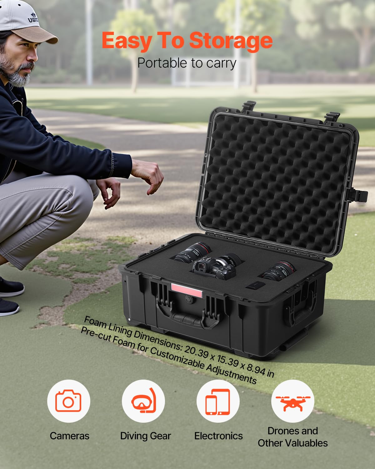 Foto 4 pulgar | Funda Rígida Resistente A La Intemperie Vevor Con Ruedas Y Asas (57 X 45 X 28 Cm) - Venta Internacional.