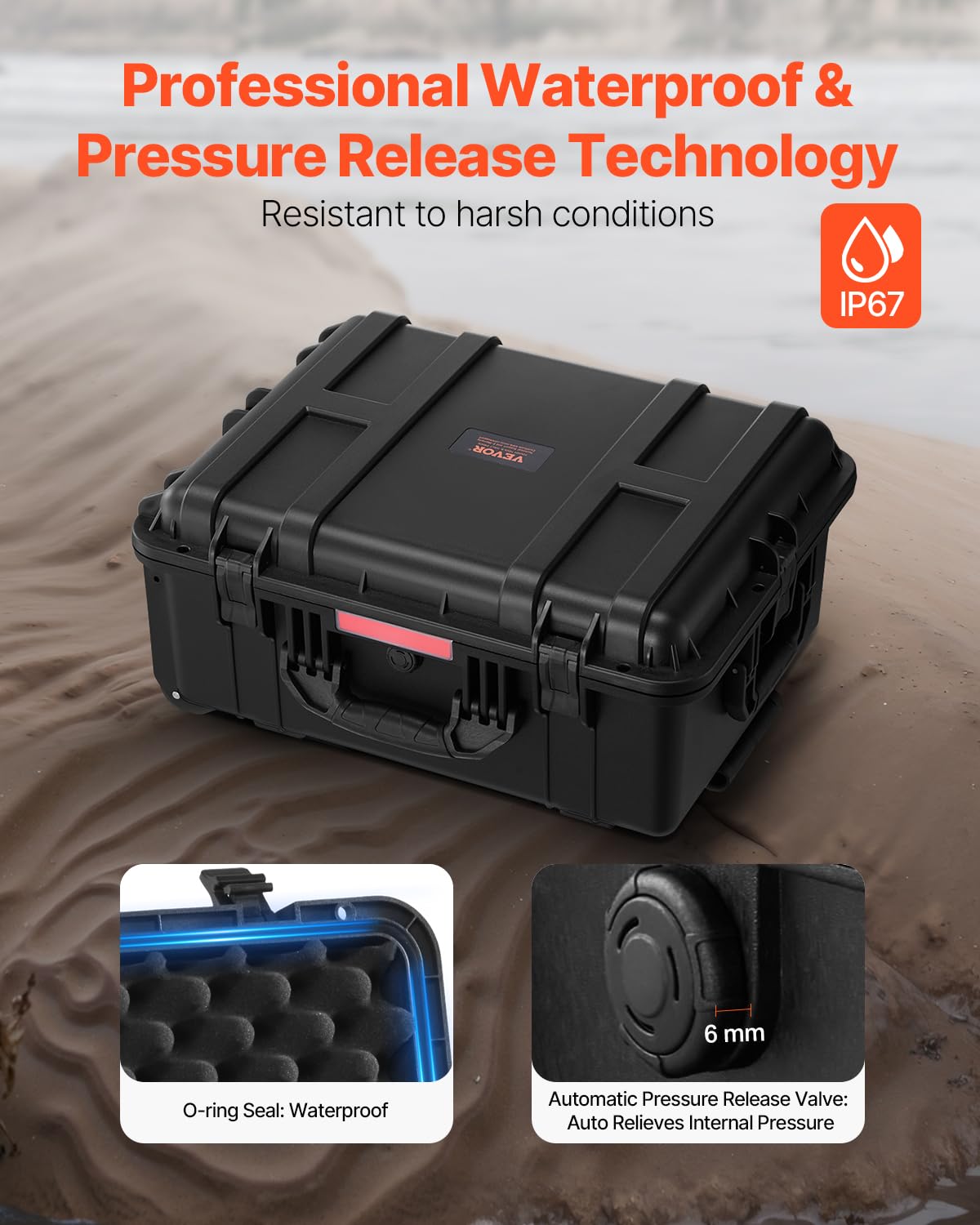 Foto 4 | Funda Rígida Resistente A La Intemperie Vevor Con Ruedas Y Asas (57 X 45 X 28 Cm) - Venta Internacional.