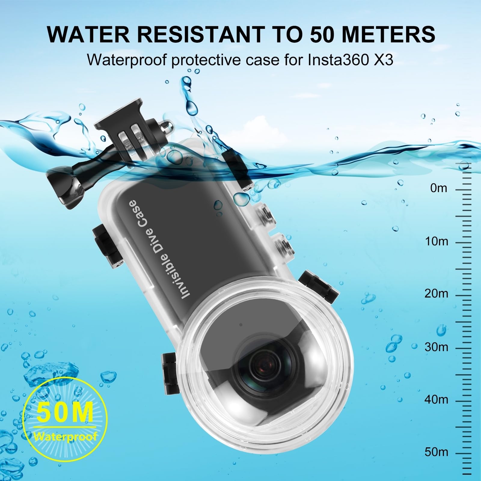 Foto 6 pulgar | Funda De Buceo Impermeable Puluz Para Insta360 X3 De Hasta 50 M - Venta Internacional.