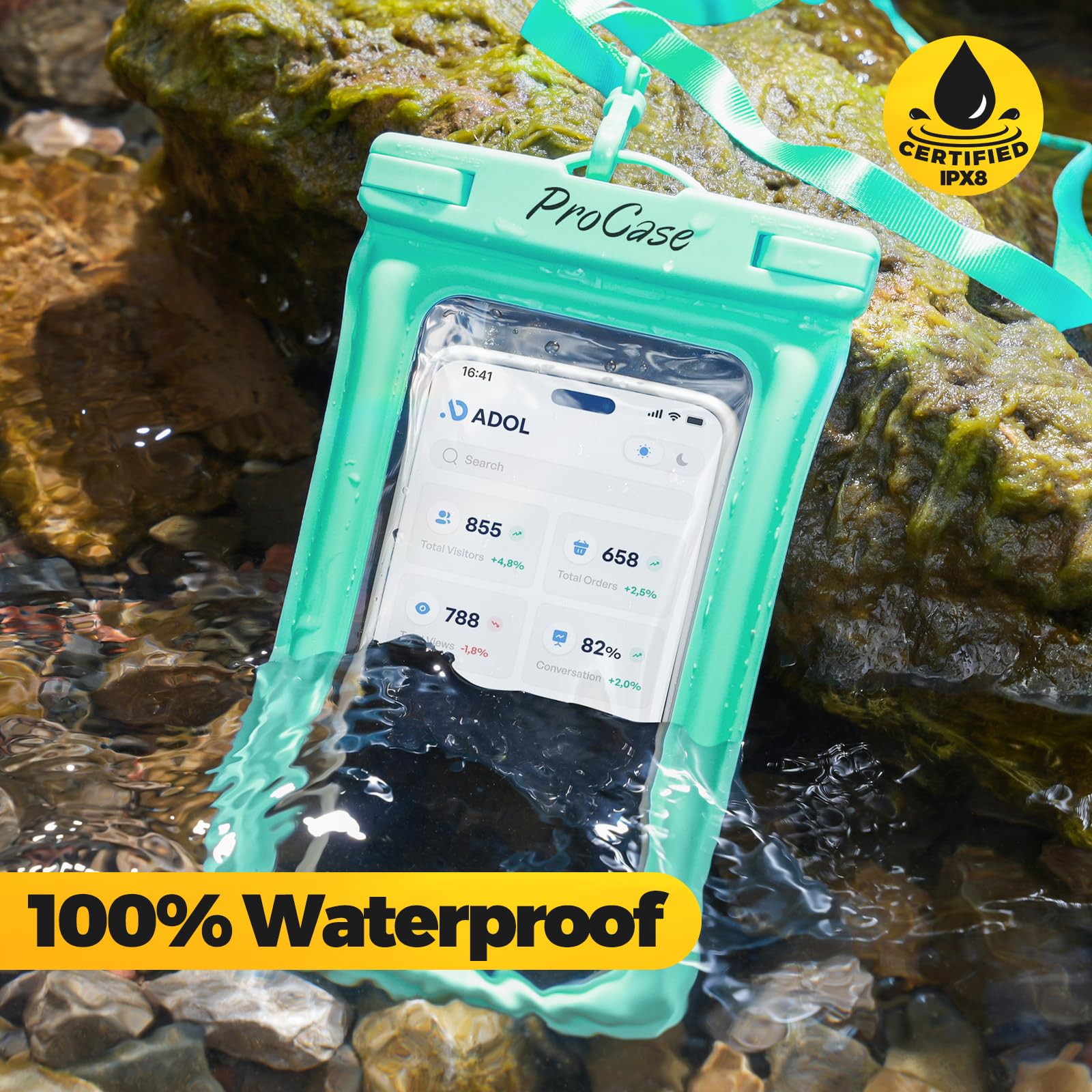 Foto 5 pulgar | Funda Impermeable Flotante Para Teléfono Procase, Paquete De 2, Azul/verde - Venta Internacional.