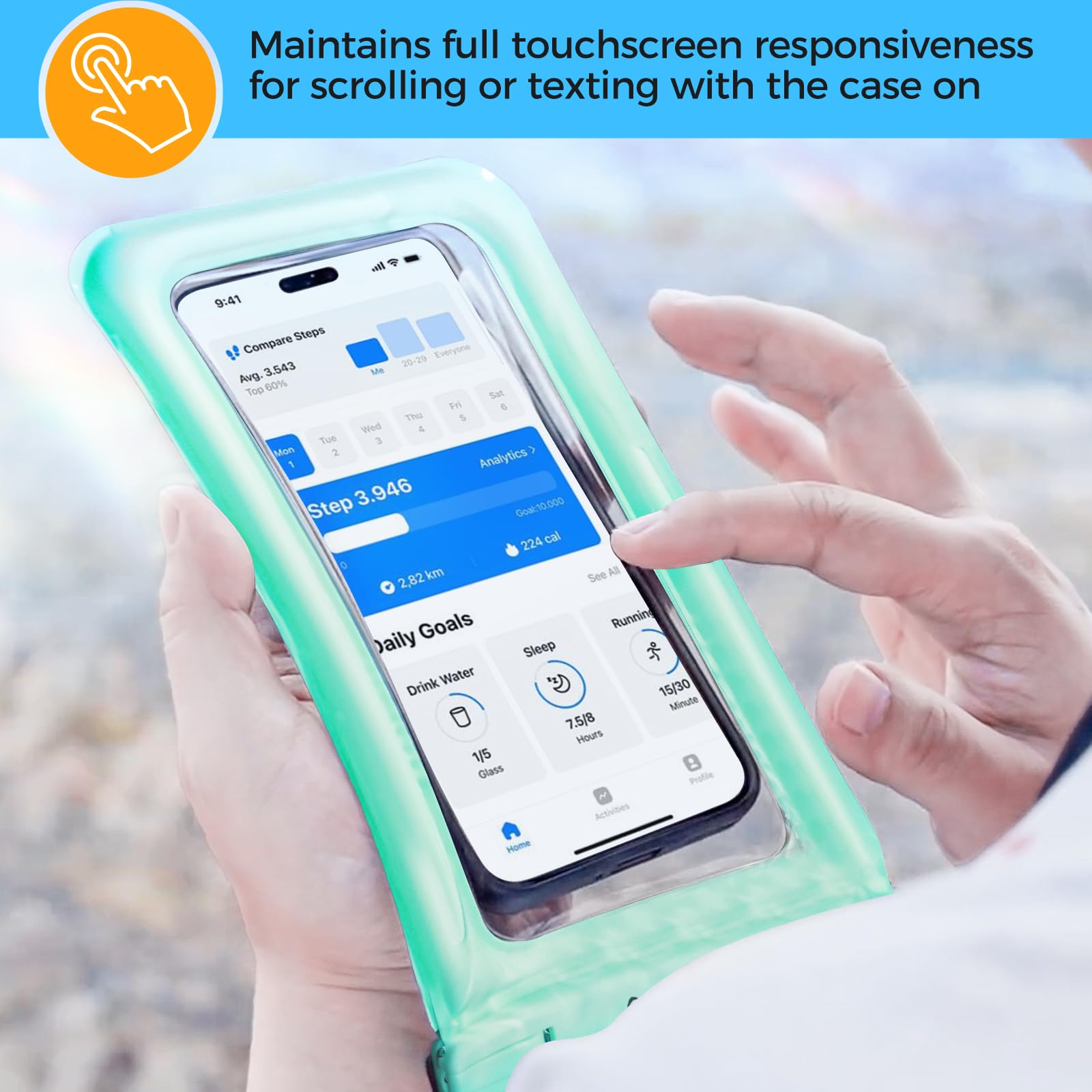 Foto 6 pulgar | Funda Impermeable Flotante Para Teléfono Procase, Paquete De 2, Azul/verde - Venta Internacional.