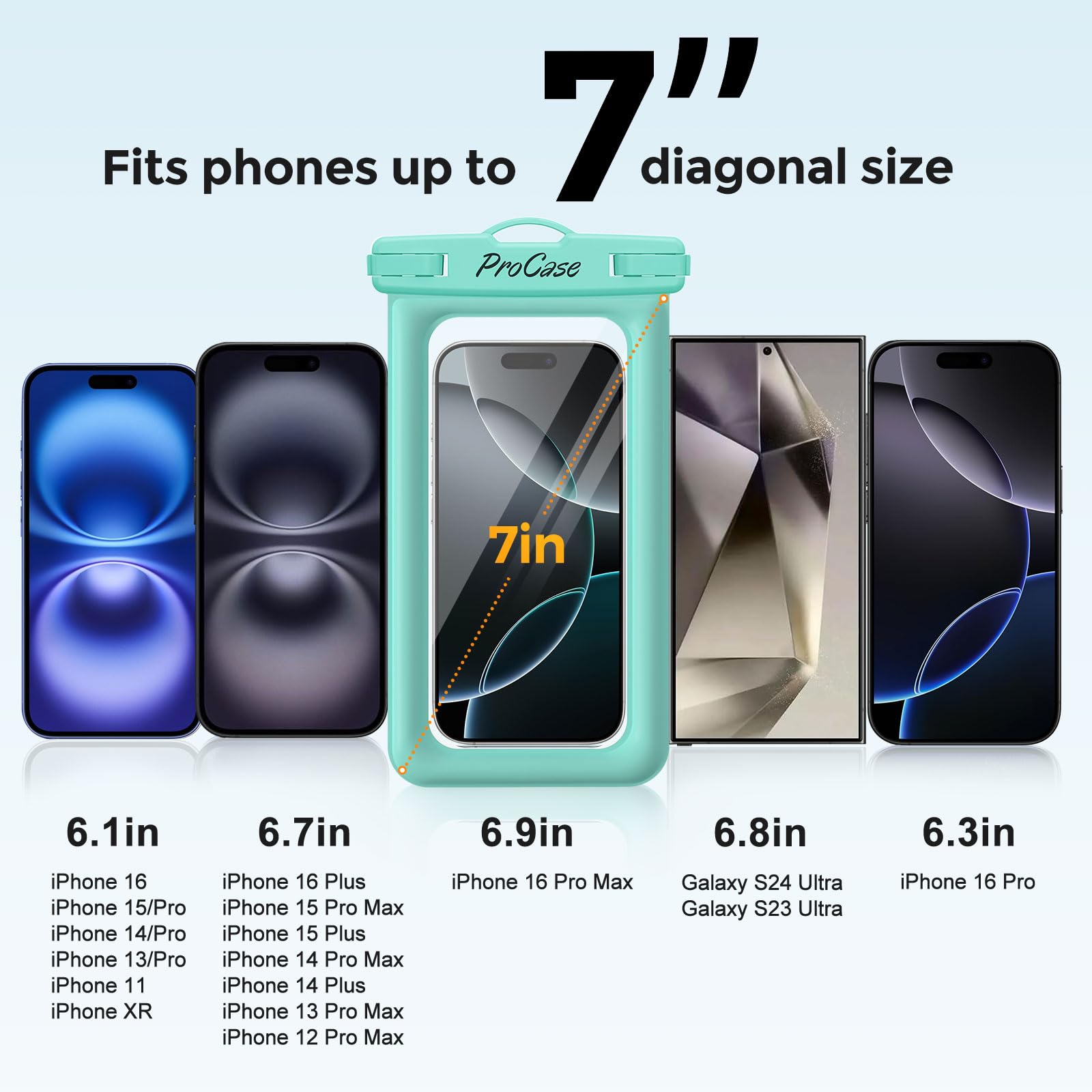 Foto 7 pulgar | Funda Impermeable Flotante Para Teléfono Procase, Paquete De 2, Azul/verde - Venta Internacional.