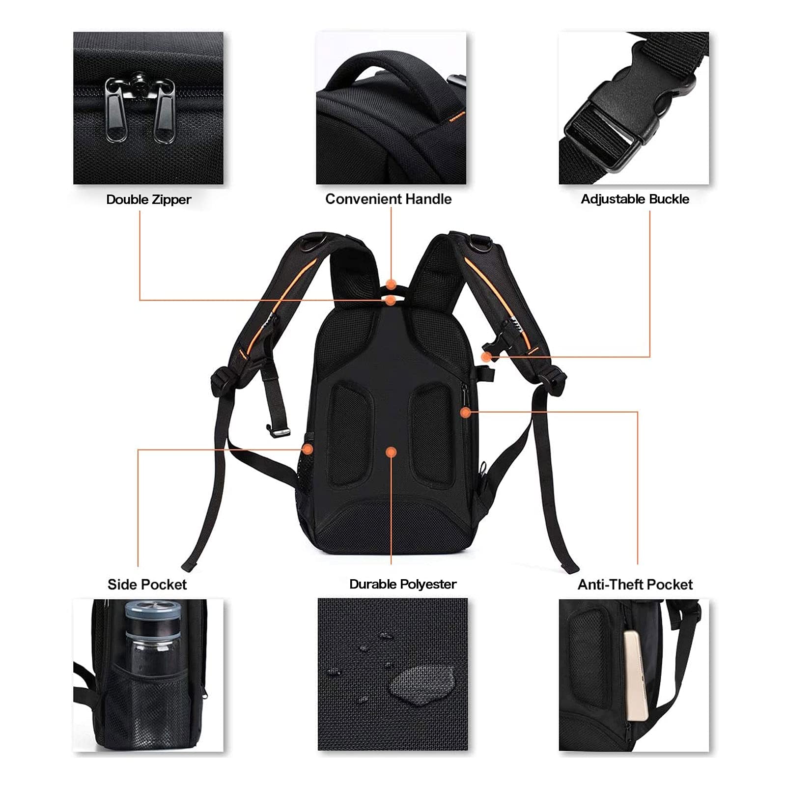 Foto 6 pulgar | Mochila Para Cámara Mosiso Dslr/slr/sin Espejo Negra - Venta Internacional.