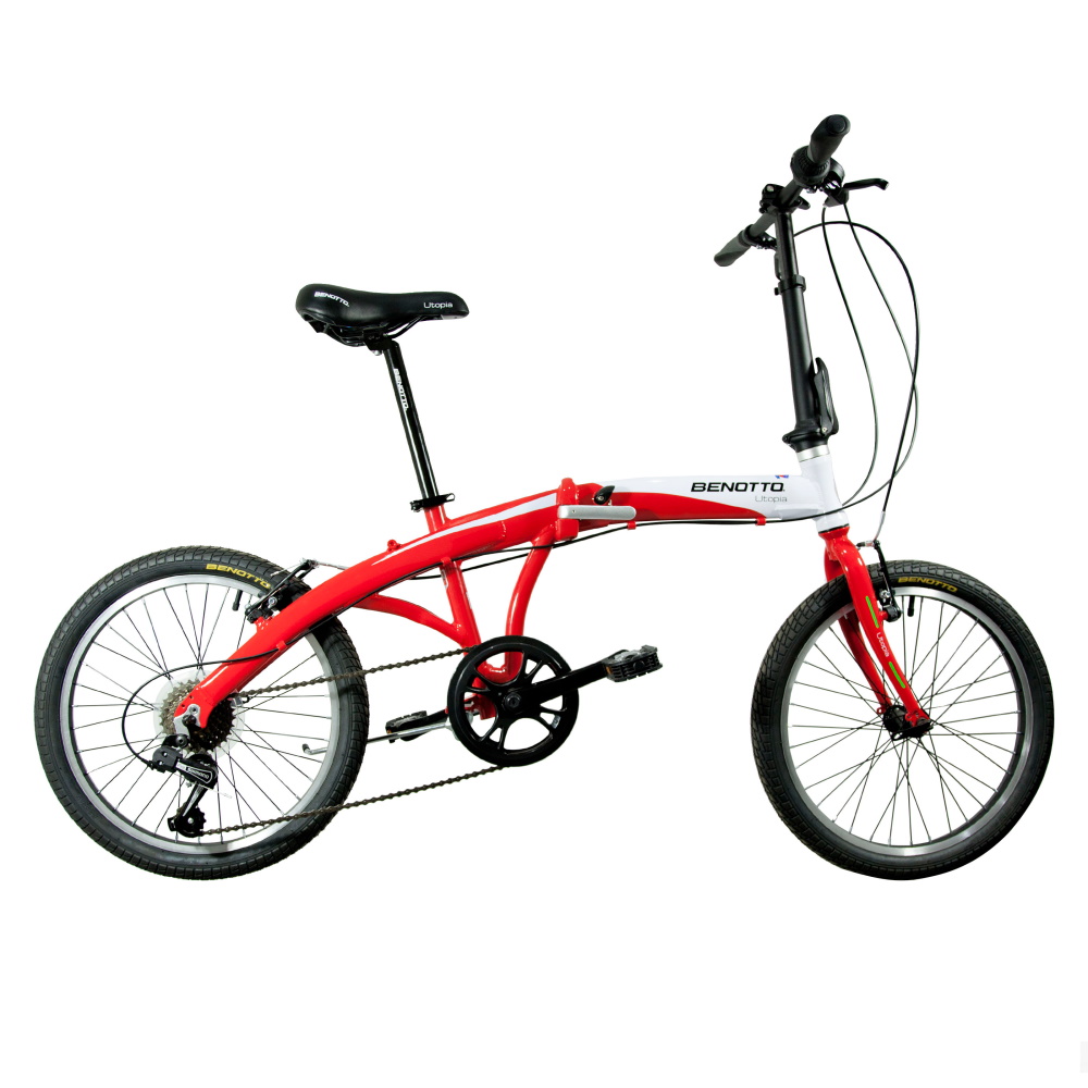 Bicicleta Plegable Benotto Utopia color Rojo R20 7V Aluminio Shimano