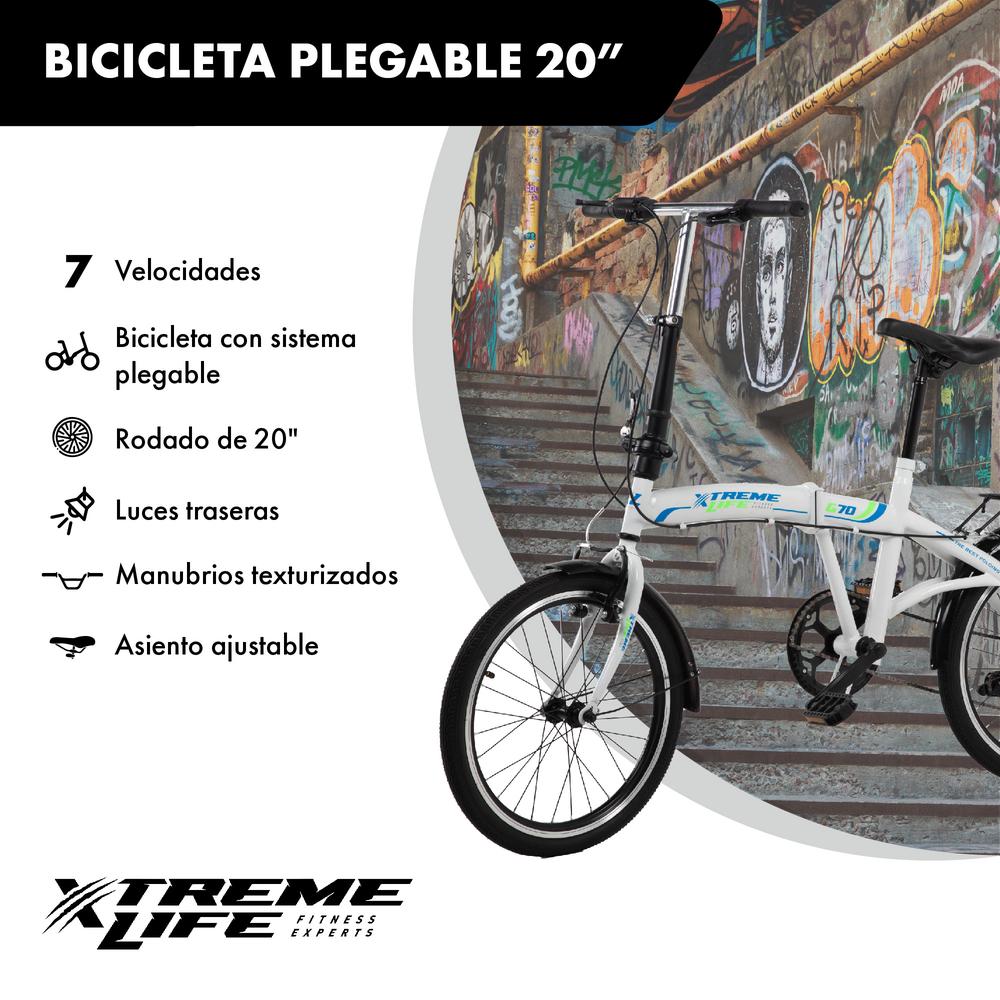 Foto 3 pulgar | Bicicleta Plegable  Xtrem Life Vintage R20 7 Velocidades Aluminio