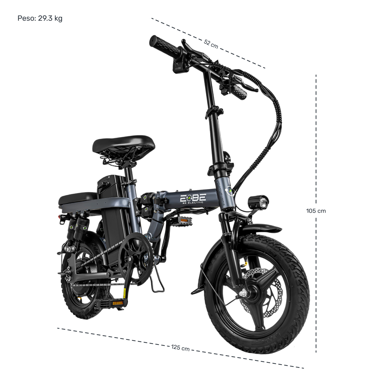 Foto 7 | Bicicleta E-be Gris Eléctrica Plegable E-flex Pro 750w 35km/h