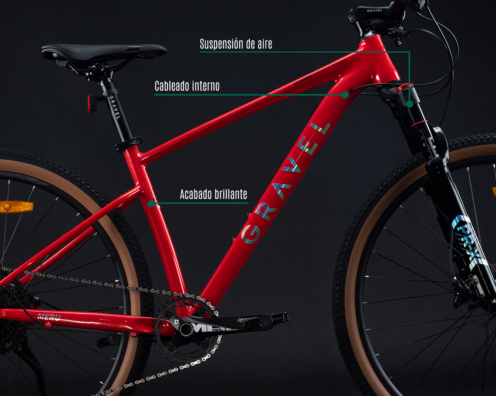 Foto 7 pulgar | Bicicleta Gravel Merú Roja S 15