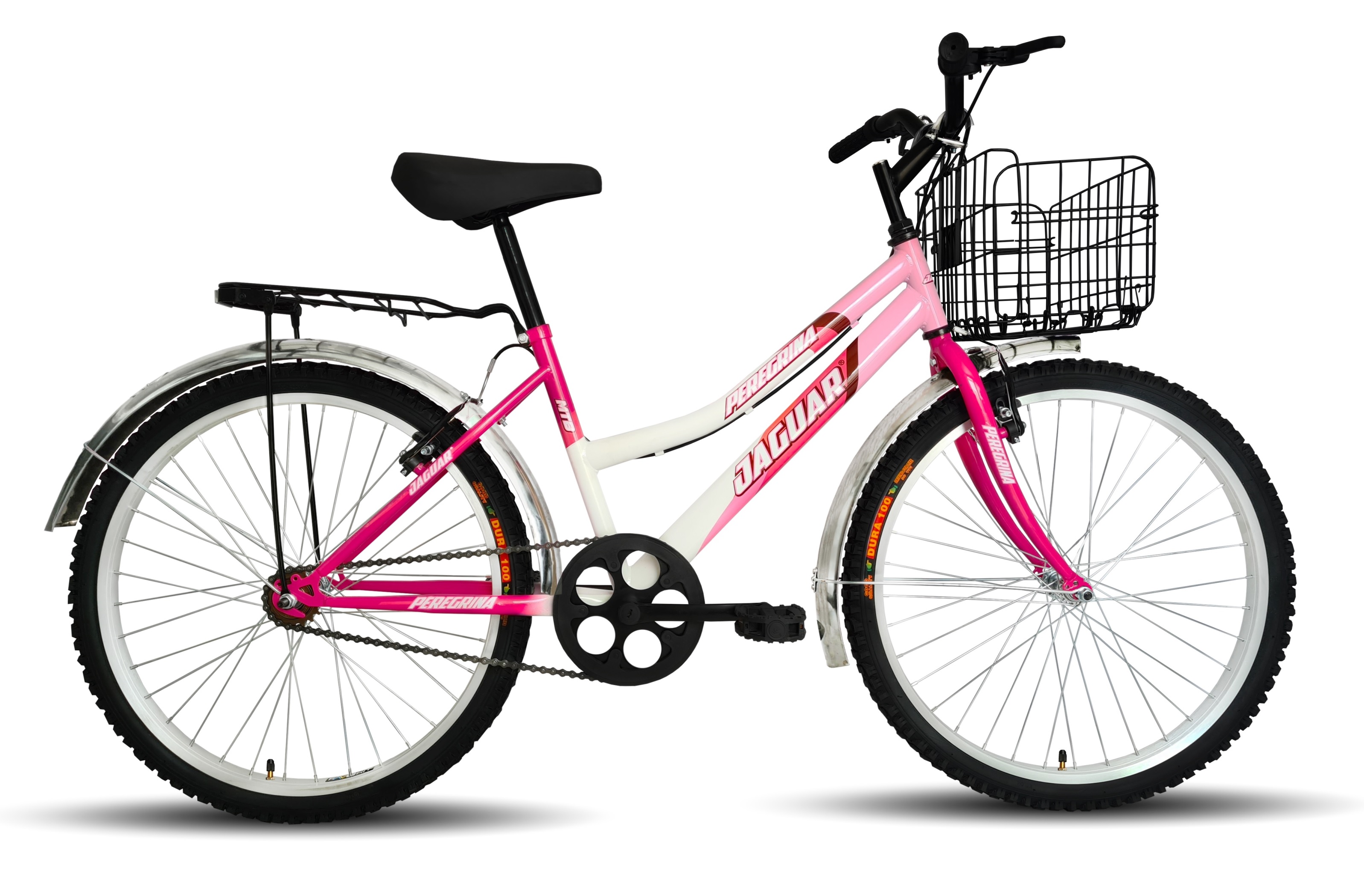 Bicicleta Jaguar Peregrina Rosa Rodada 26 con Canasta