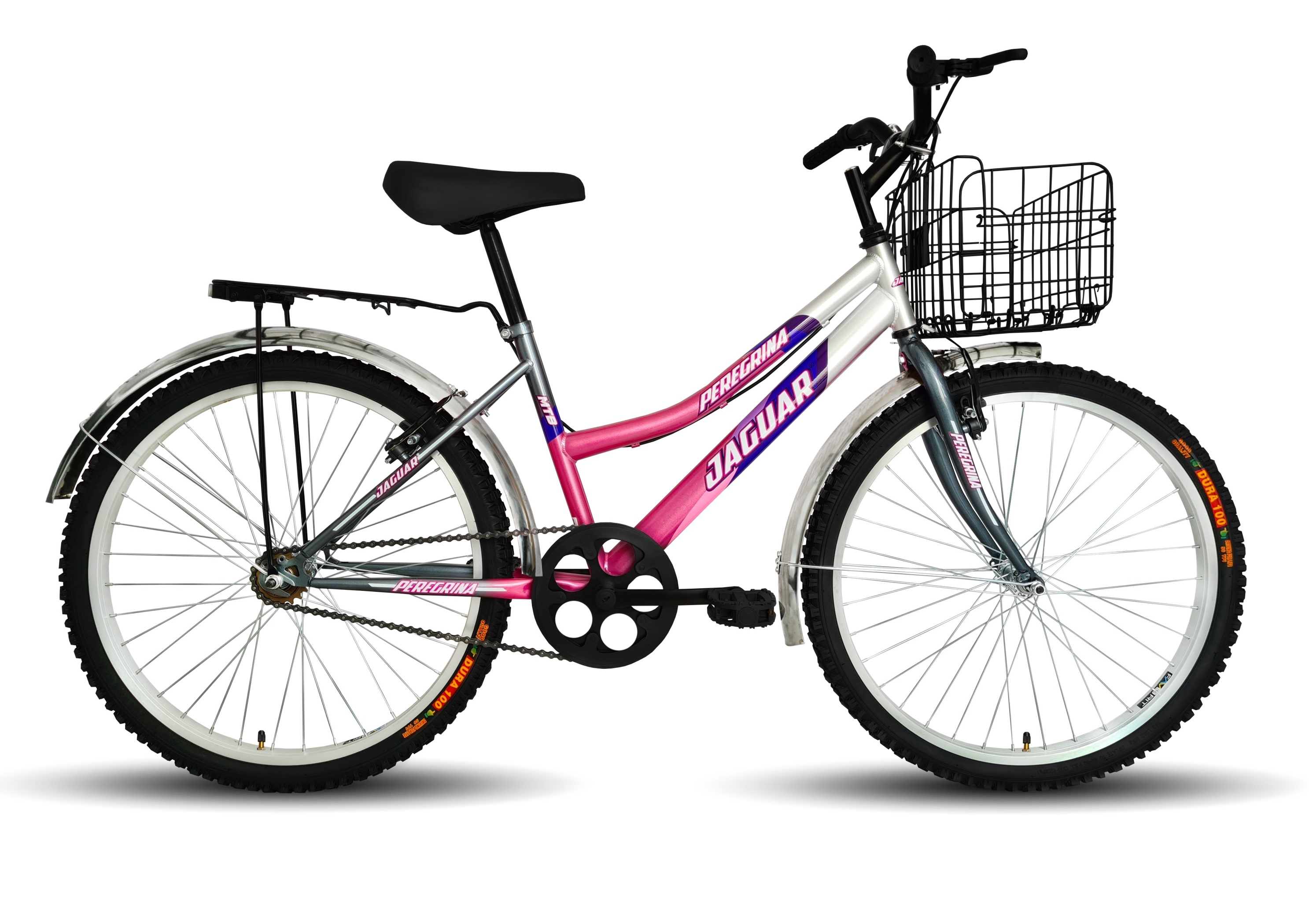 Bicicleta Jaguar Peregrina color Rosa Rodada 26 con Canasta Plegable