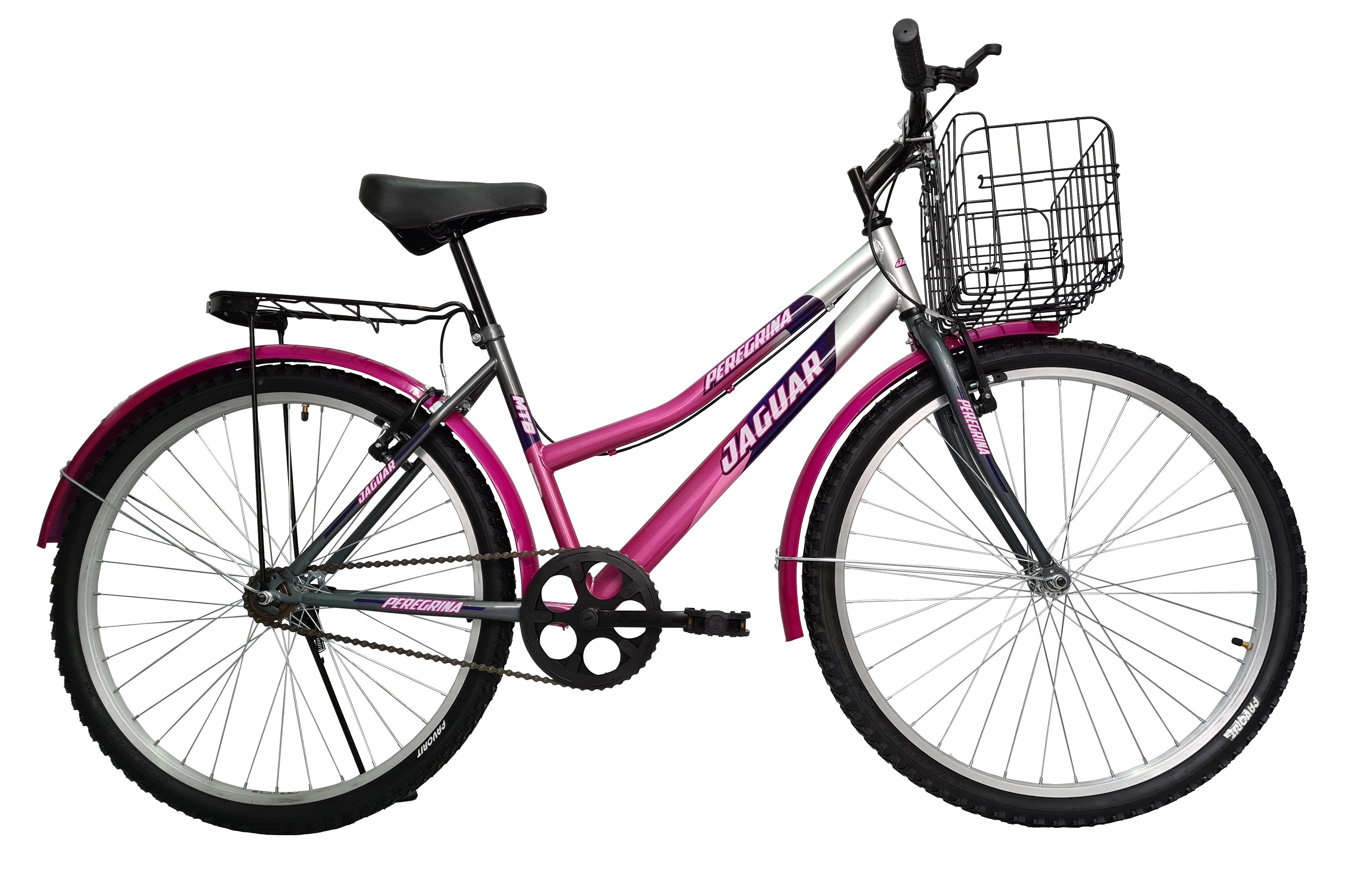 Bicicleta Jaguar Peregrina color Rosa Rodada 24 con Canasta Plegable