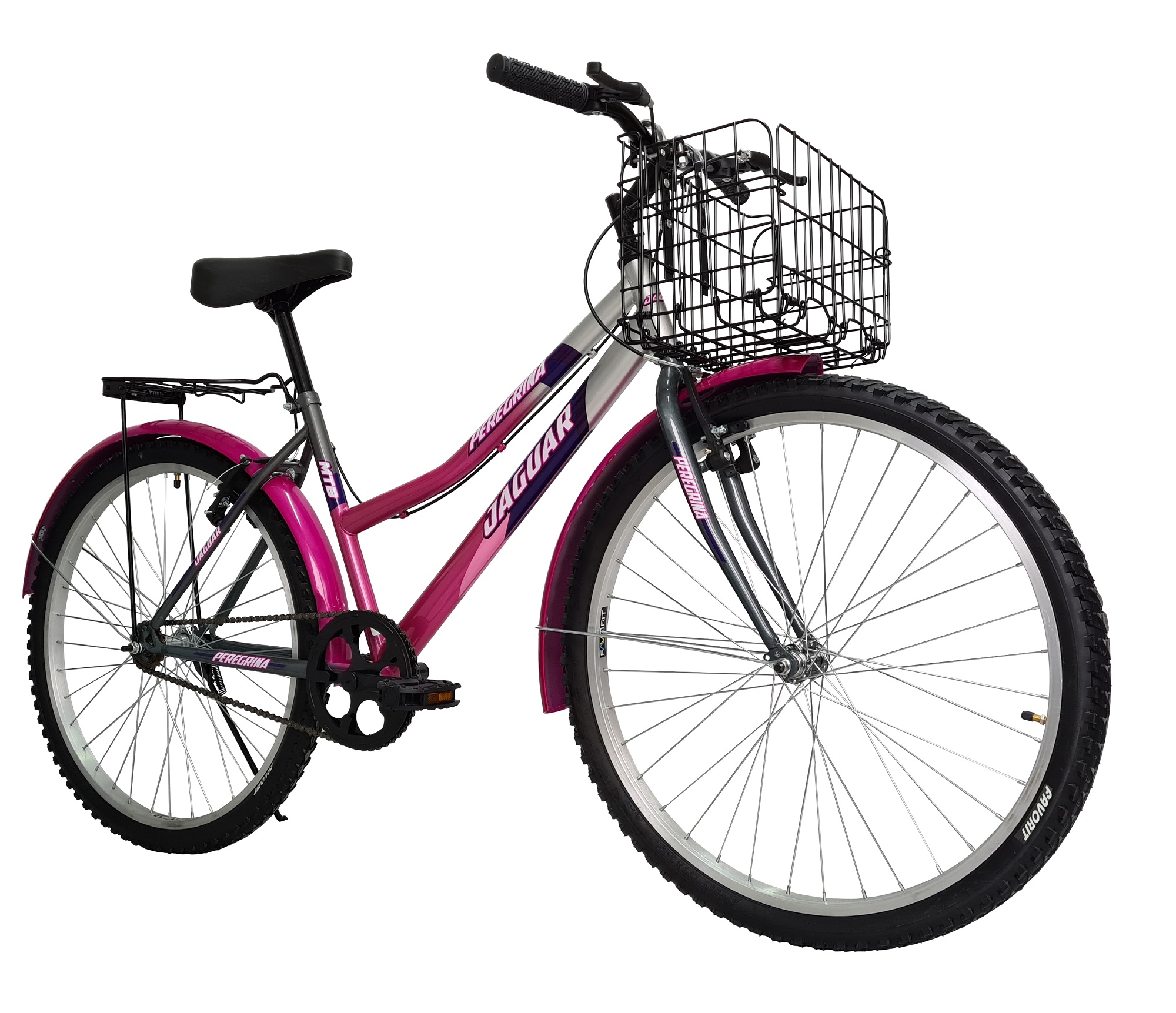 Foto 2 | Bicicleta Jaguar Peregrina color Rosa Rodada 24 con Canasta Plegable
