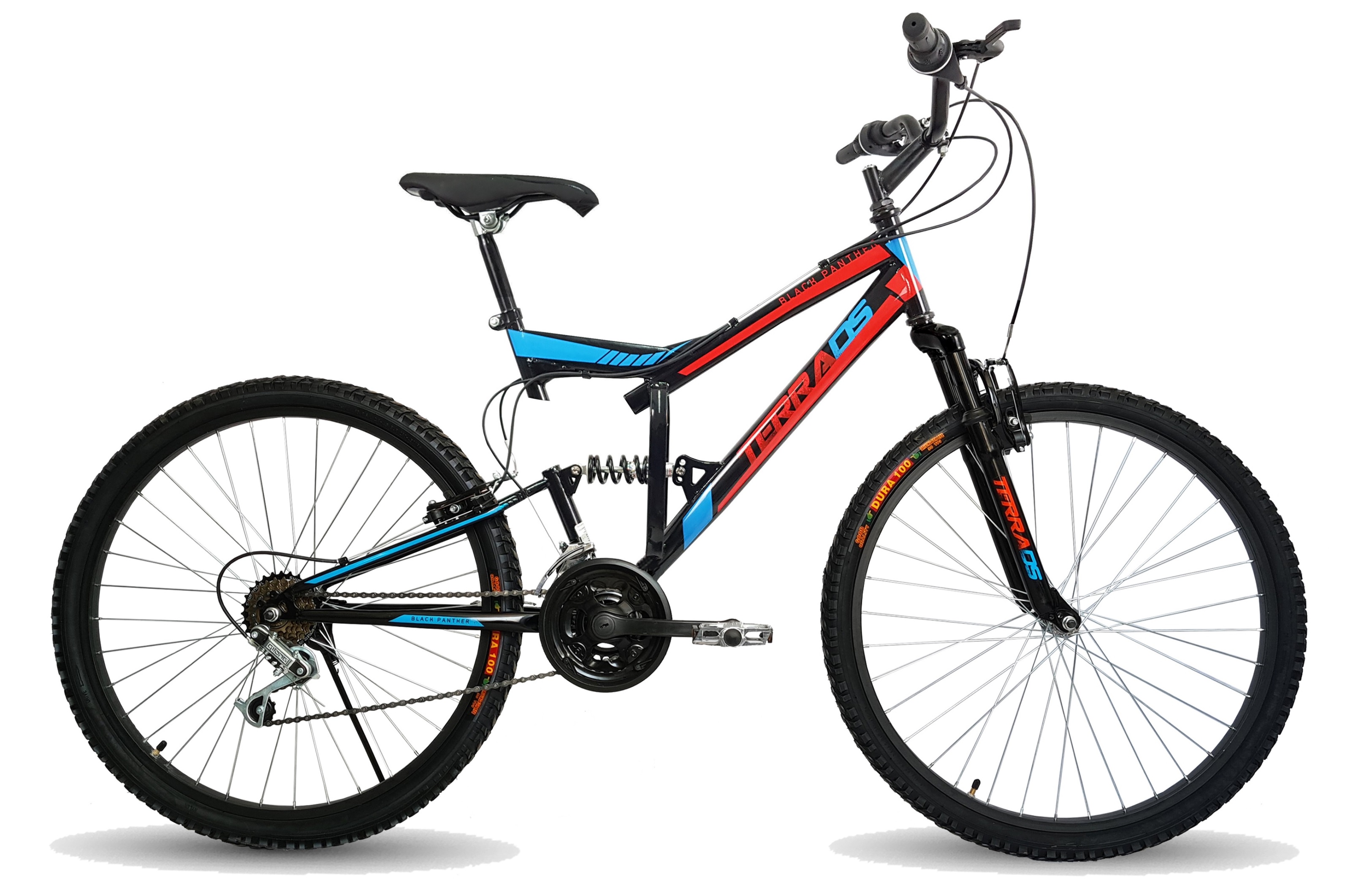 Foto 2 pulgar | Bicicleta Montaña Black Panther Terra Rodada 26 Doble Suspensión 18 Velocidades color Rojo