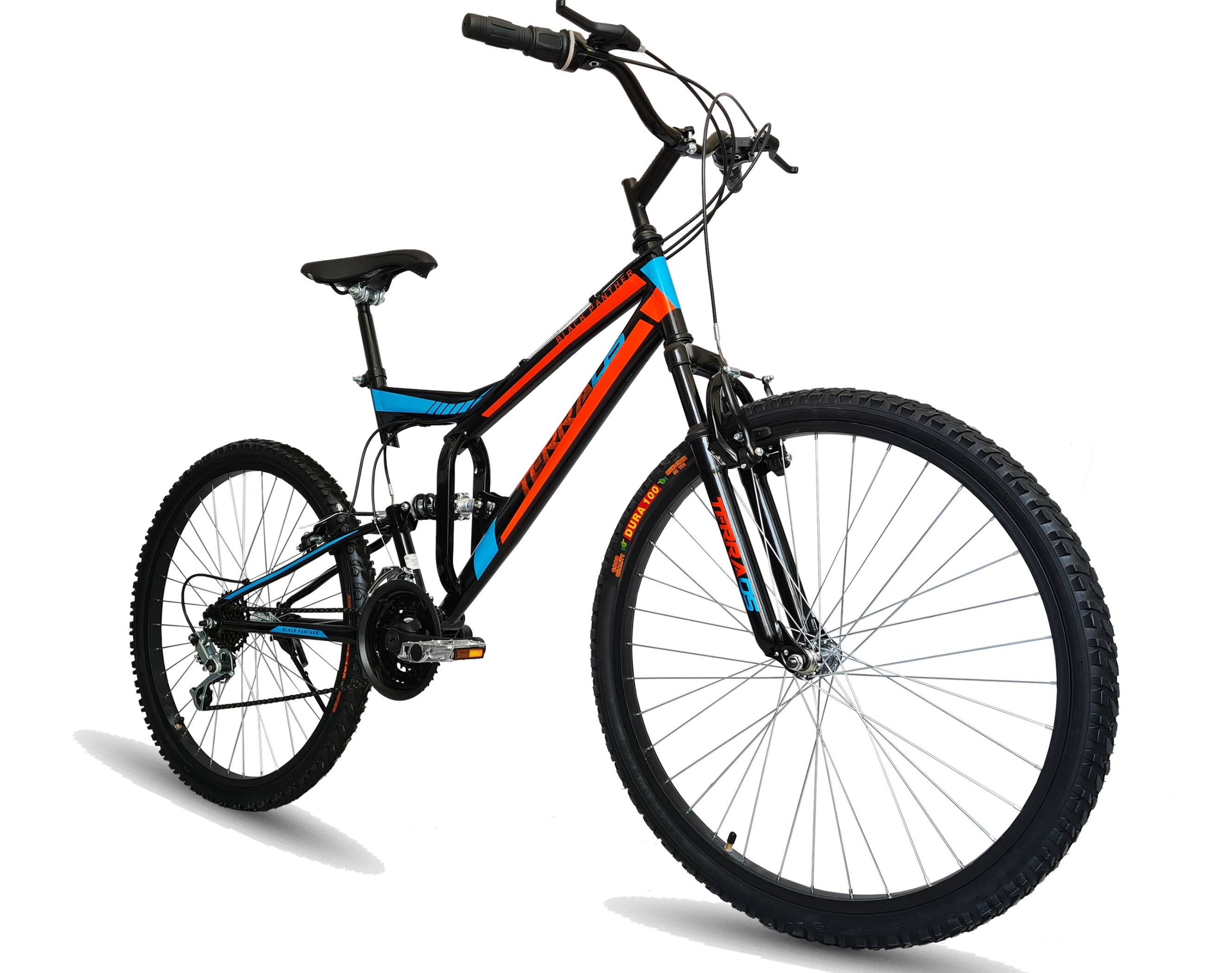 Foto 3 pulgar | Bicicleta Montaña Black Panther Terra Rodada 26 Doble Suspensión 18 Velocidades color Rojo