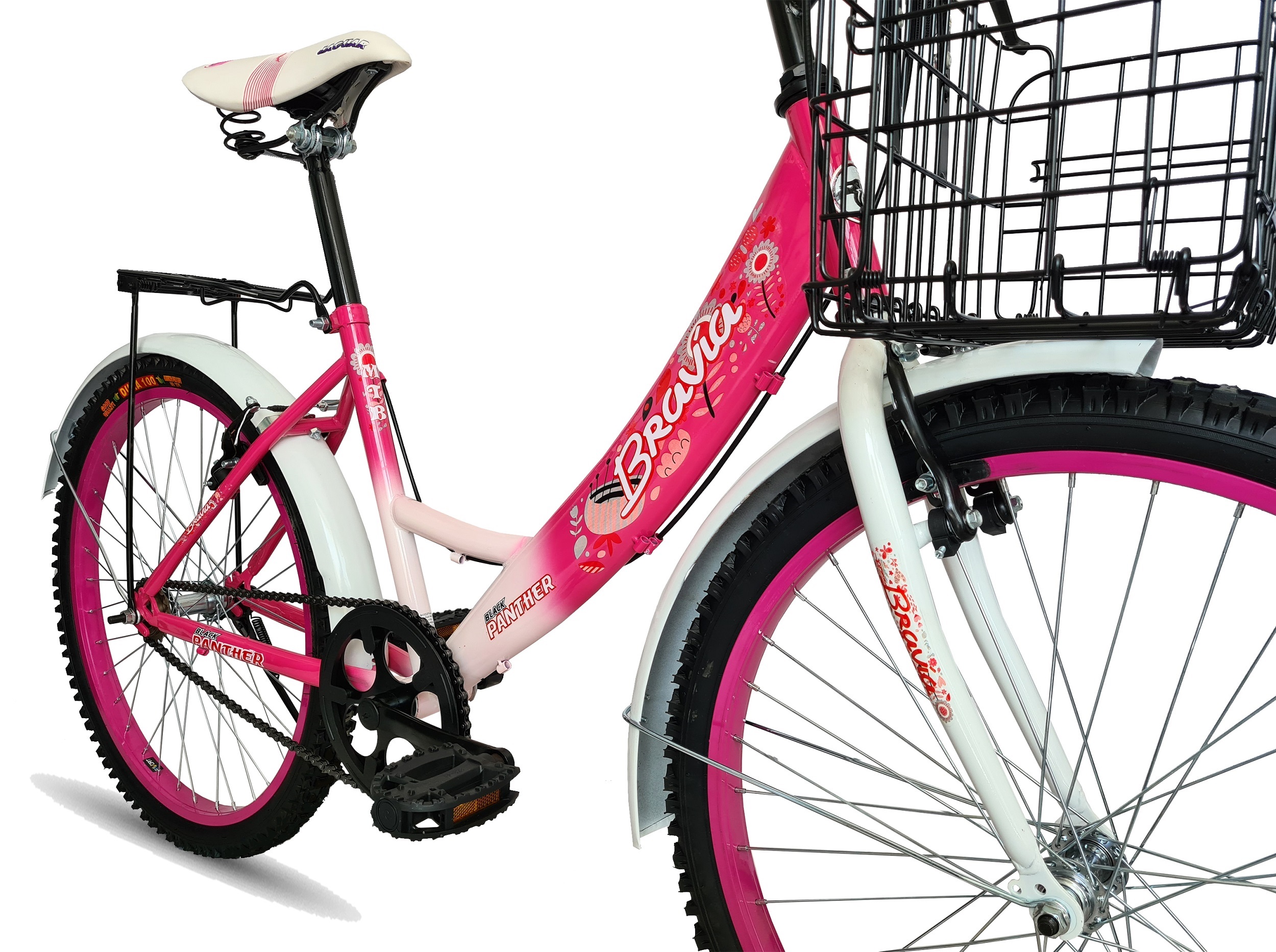 Foto 4 pulgar | Bicicleta Black Panther Bravia R24 Canasta Plegable color Fucsia