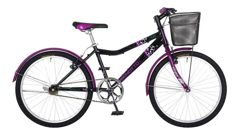 Bicicleta Benotto Montaña Kyra R24 1v Frenos V Acero color Púrpura/ Negro