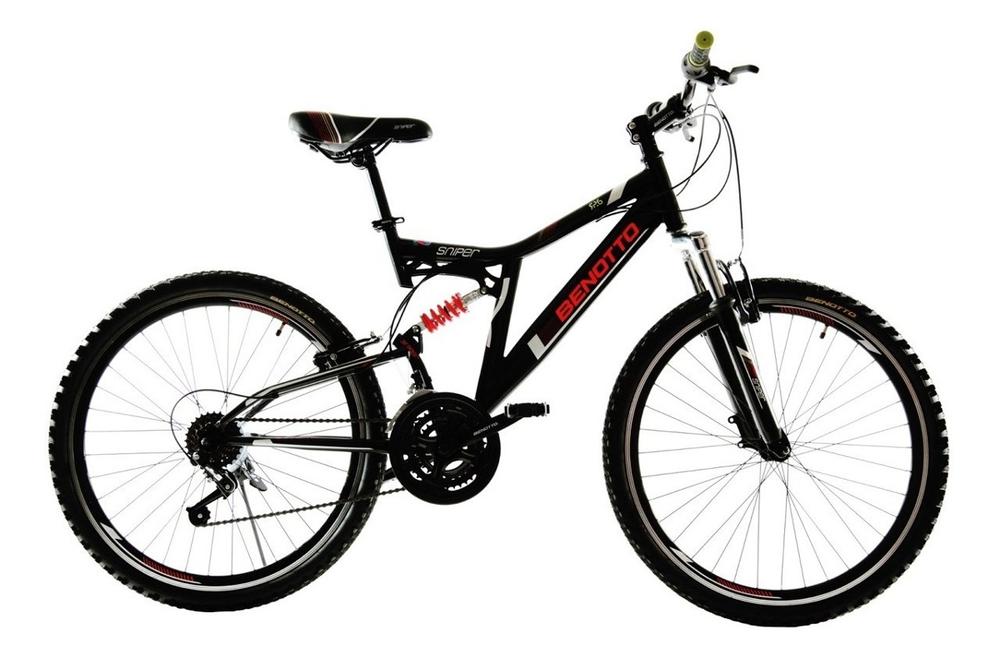 Bicicleta Benotto Montaña Sniper R26 21v Doble Suspensión color Negro $7,099