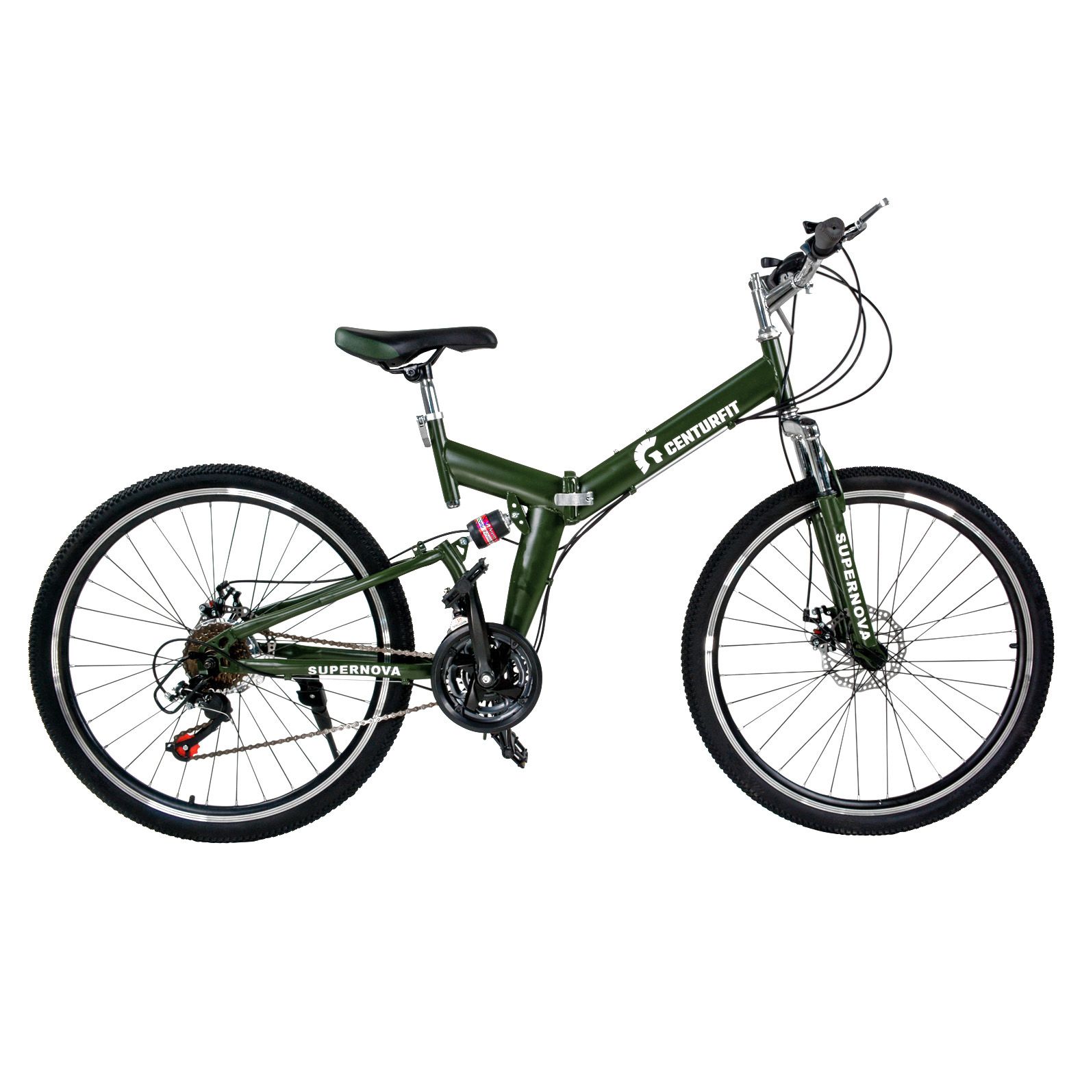 Bicicleta de Montaña Centurfit mkz-bicplemo26ve color Verde Plegable R26 Freno de Disco 21 Vel