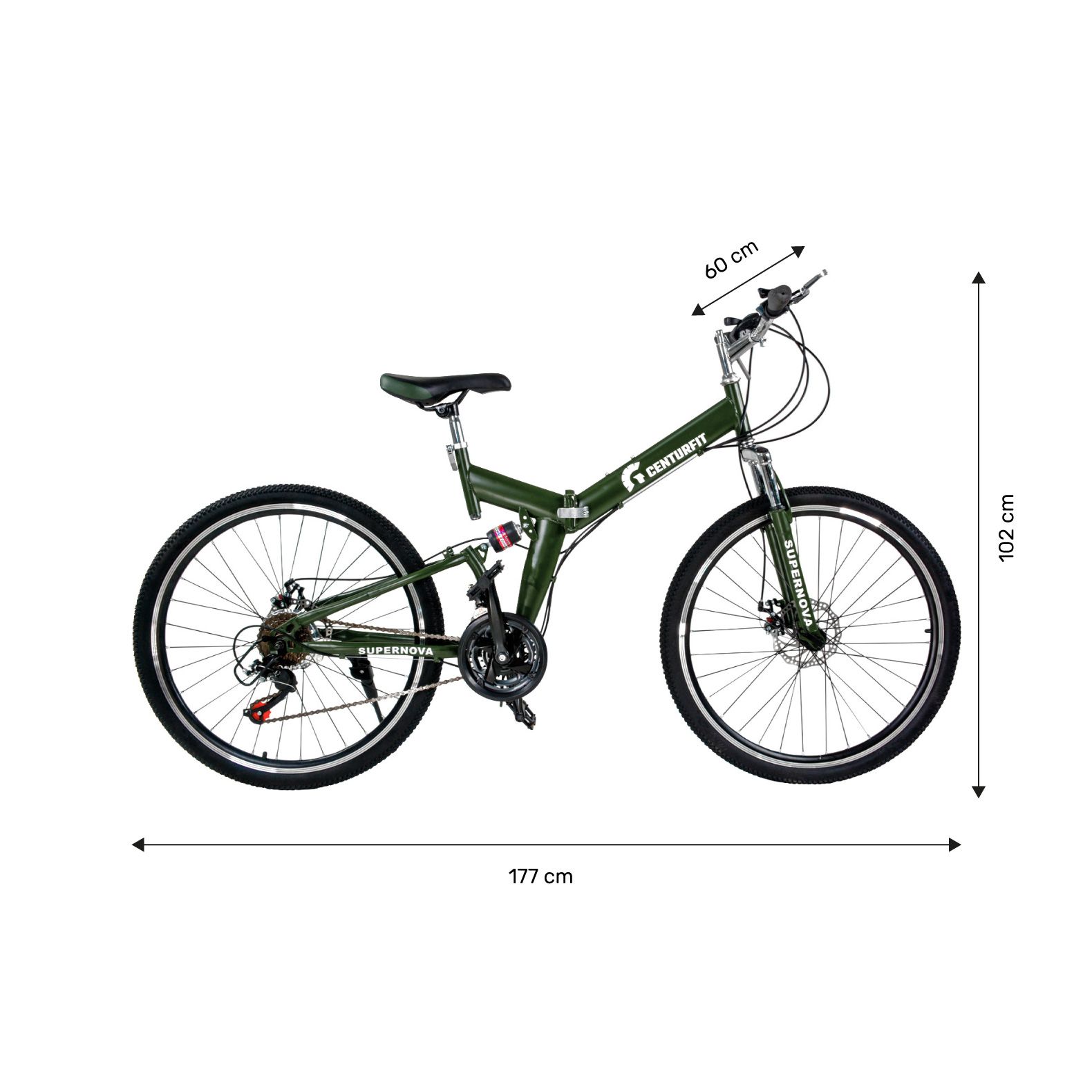 Foto 4 pulgar | Bicicleta de Montaña Centurfit mkz-bicplemo26ve color Verde Plegable R26 Freno de Disco 21 Vel