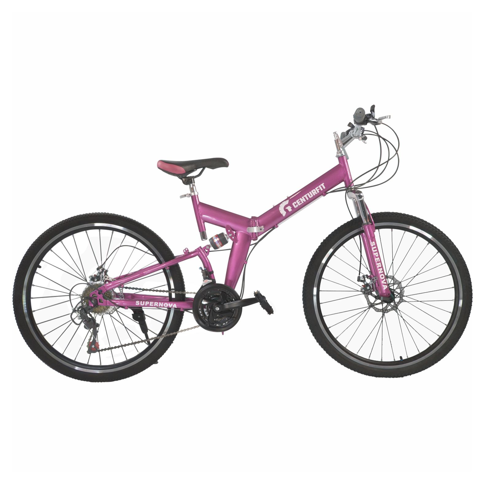 Foto 2 pulgar | Bicicleta de Montaña Centurfit mkz-bicplemo26ro color Rosa Plegable R26 Freno de Disco 21 Vel