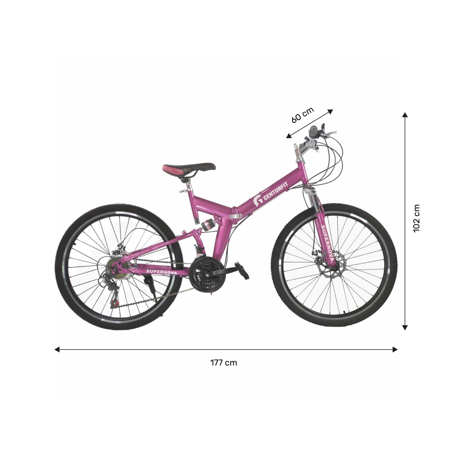 Foto 4 pulgar | Bicicleta de Montaña Centurfit mkz-bicplemo26ro color Rosa Plegable R26 Freno de Disco 21 Vel