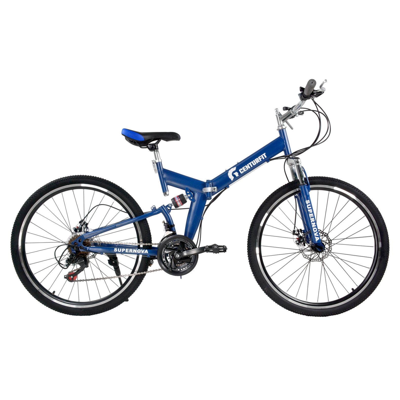 Bicicleta de Montaña Centurfit mkz-bicplemo26az color Azul Plegable R26 Freno de Disco 21 Vel